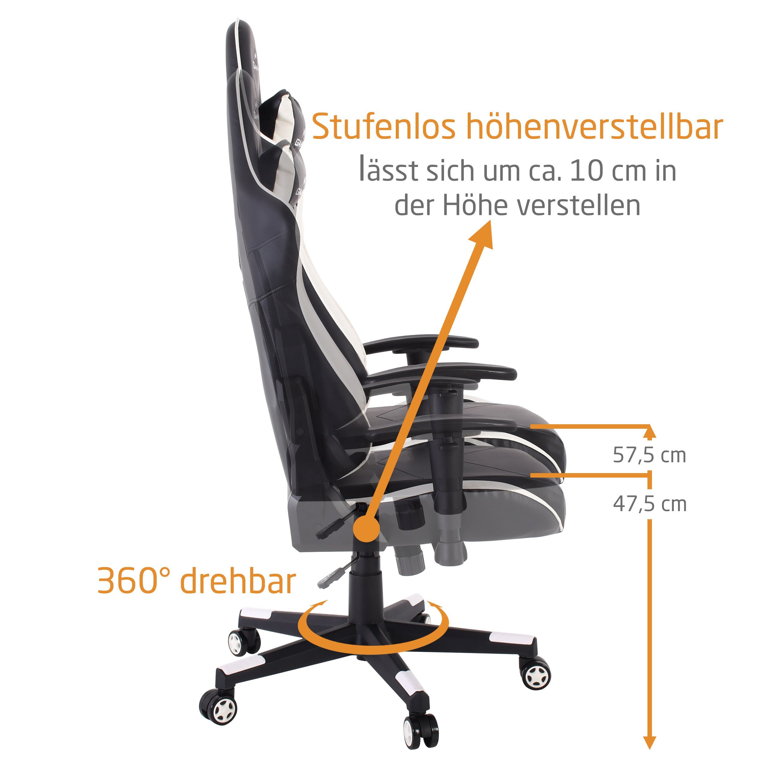 Deine Tante Emma Raburg Gaming-Stuhl Gaming-Sessel LORD SCHWARZ-WEIß