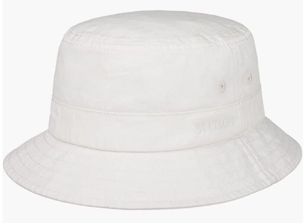Stetson Fischerhut Bucket Hat Cotton UV-Schutz40+/Atmungsaktiv Weiß