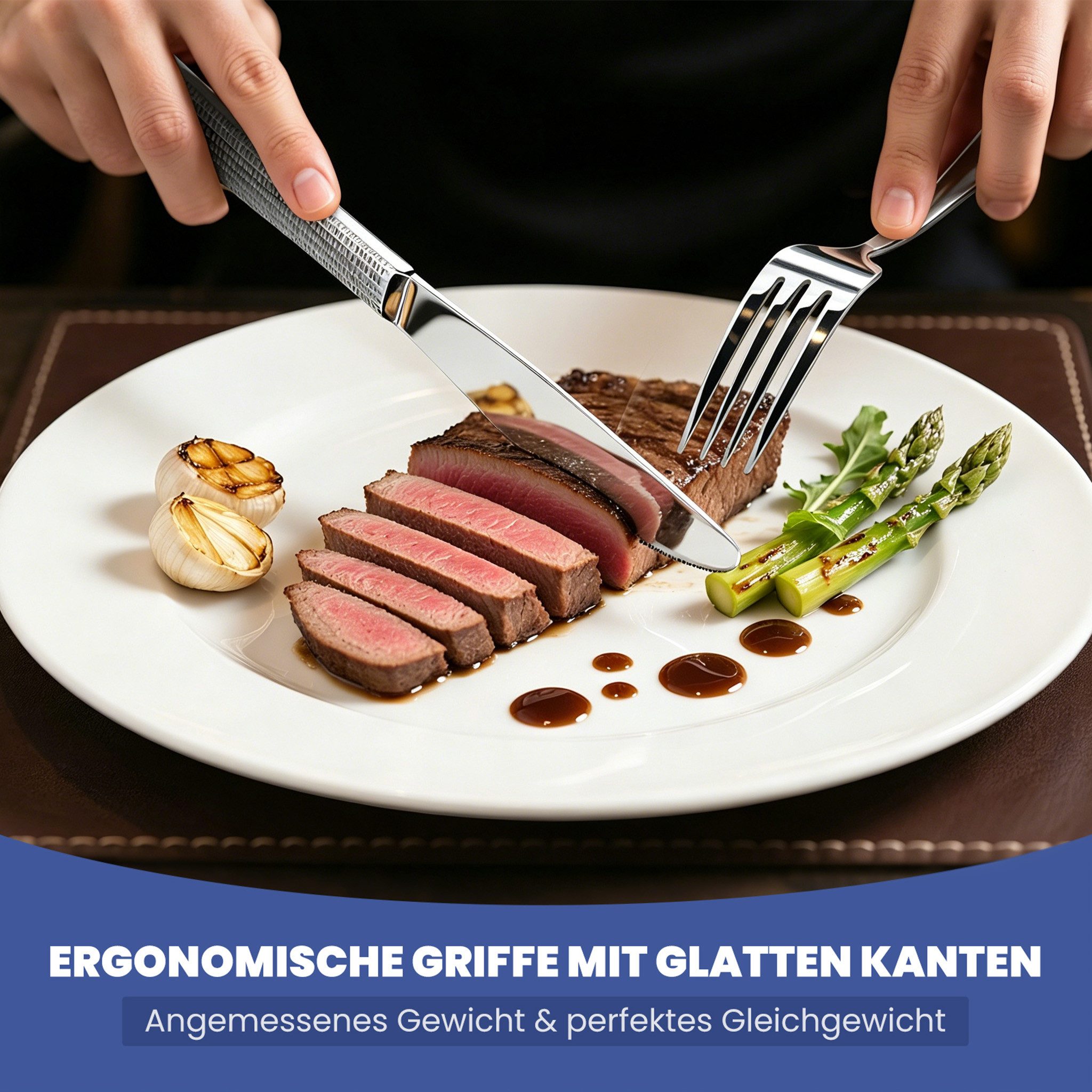 HOMELUX Besteck-Set Besteck set elegante Optik, ergonomische Haptik, Wellenschliff-Messer (72-tlg), 12 Personen, Edelstahl, Spiegelpoliert,spülmaschinengeeignet – Bild 2 von 5