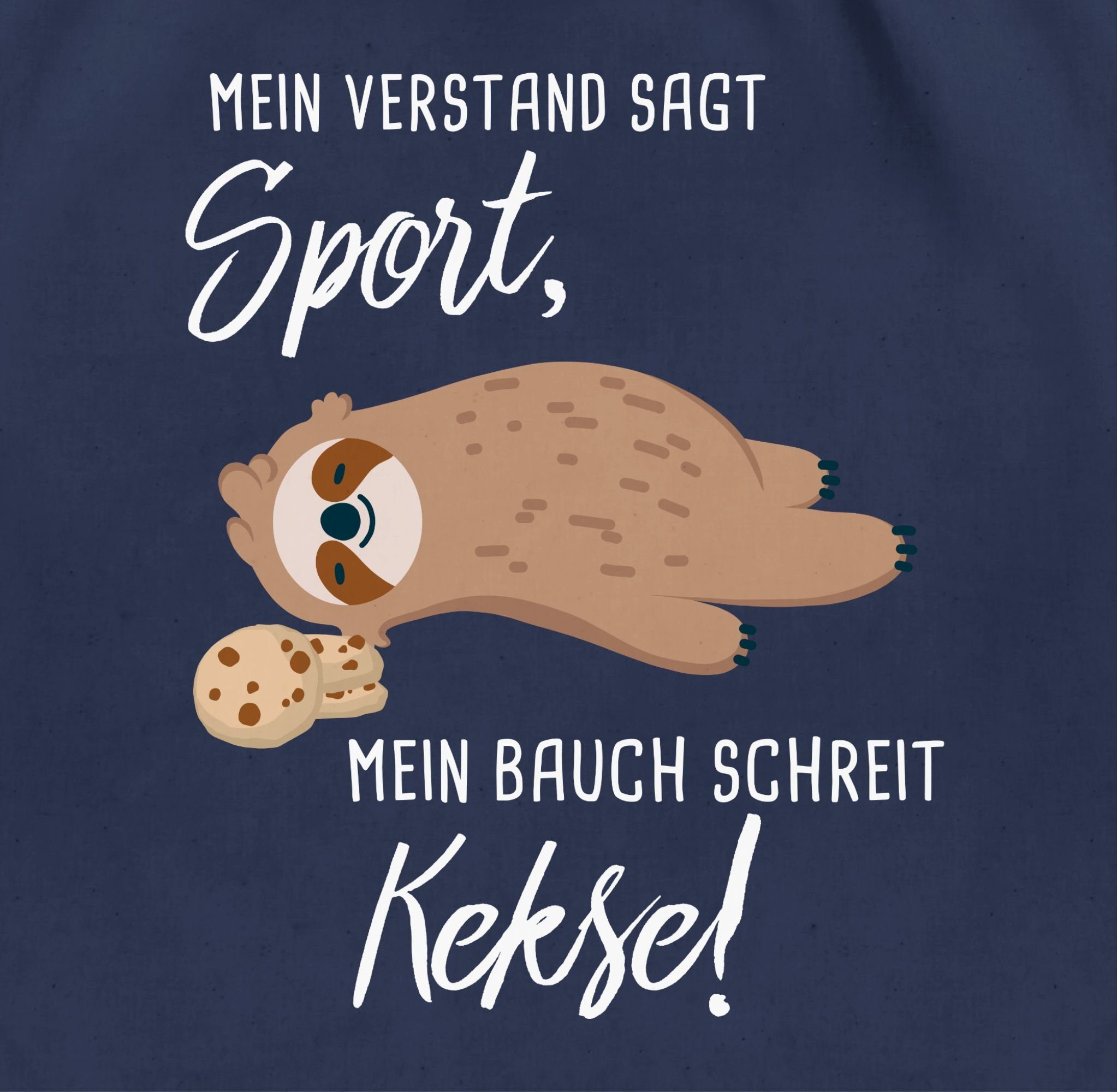 Shirtracer Turnbeutel Mein Bauch schreit Kekse! Faultier, Sprüche Statement
