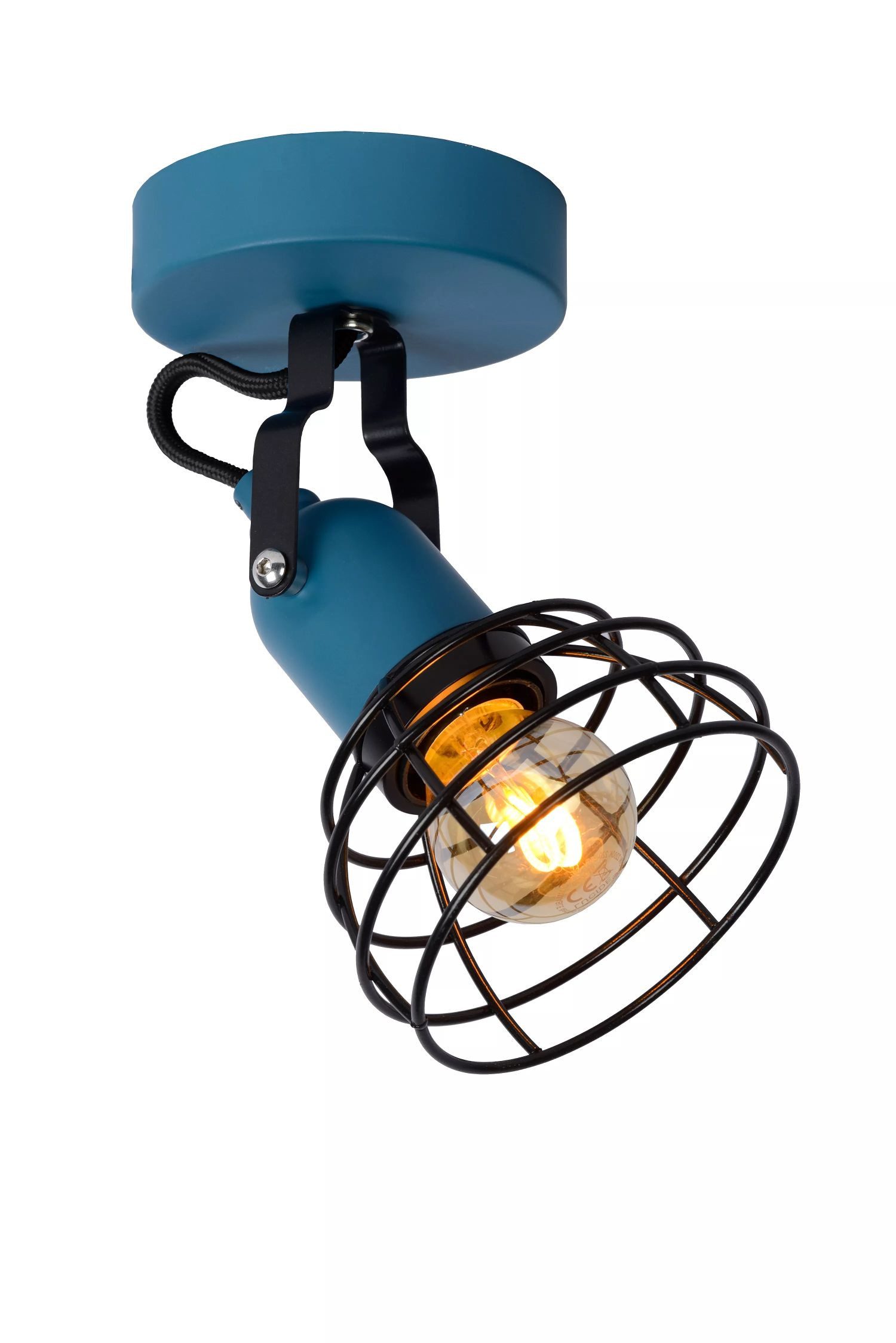 Licht-Erlebnisse Deckenstrahler FIVON, ohne Leuchtmittel, Metall E27 verstellbar B: 10,5 cm Blau Schwarz