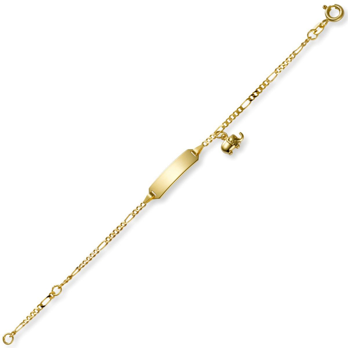 Schmuck Krone Goldarmband Armband mit Elefant, 585 Gelbgold, 12-14cm, Gold 585