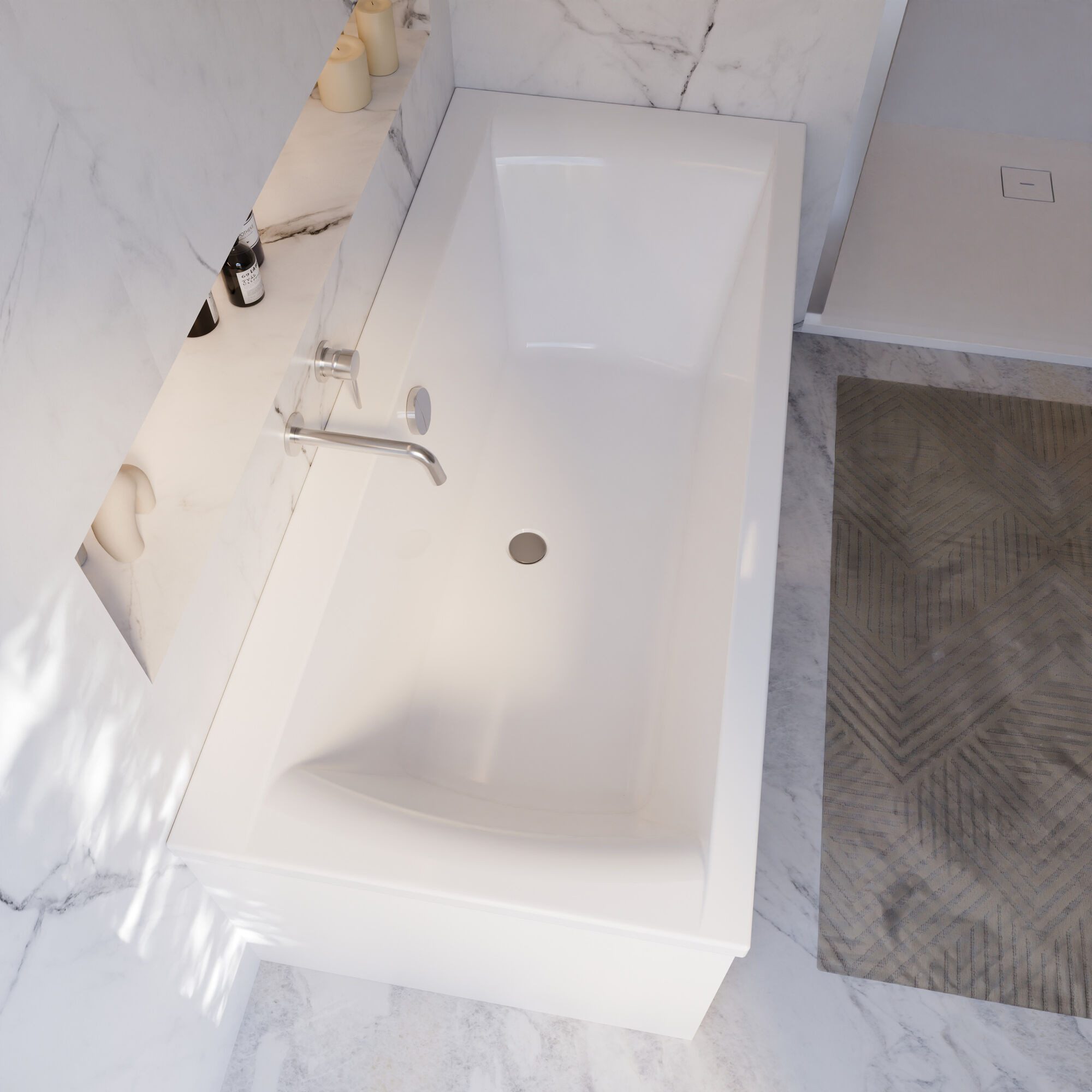 Schulte Badewanne Rechteck Onda, 170x75 cm Sanitäracryl Weiß Komplett-Set mit Wannenträger und Ablauf – Bild 4 von 5