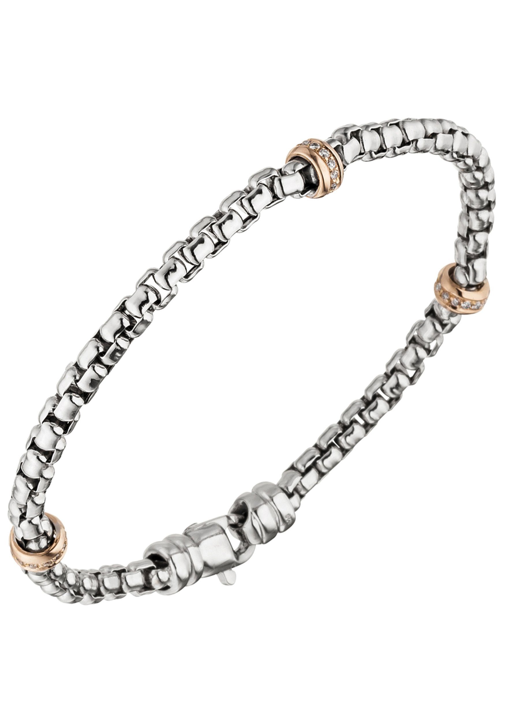 JOBO Goldarmband, 585 Gold bicolor mit 39 Diamanten 19 cm günstig online kaufen