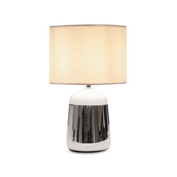 Konsimo Tischleuchte VENO Tischlampe Nachttischlampe glänzend Silber, Leuchmittel wechselbar, 1,5m, E14