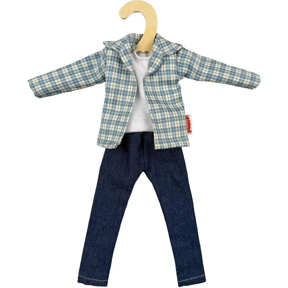Heless Puppenkleidung Time2Shine Kariertes Hemd mt Jeans für Modepuppen der Größe 29 cm