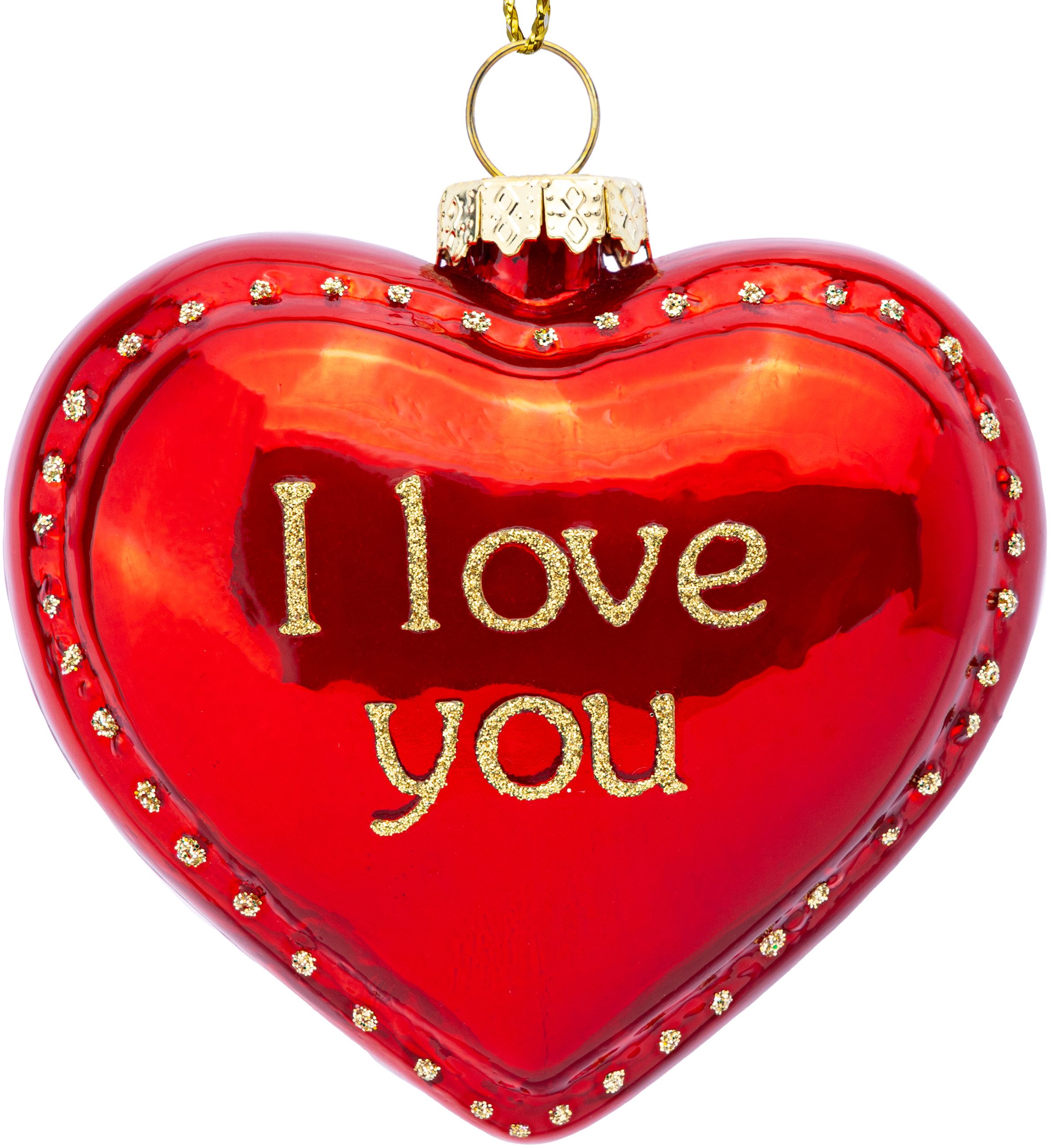 Christbaumschmuck BS581 Statement-Herz I-Love-you Glas Figur Weihnachtsbaum Anhänger
