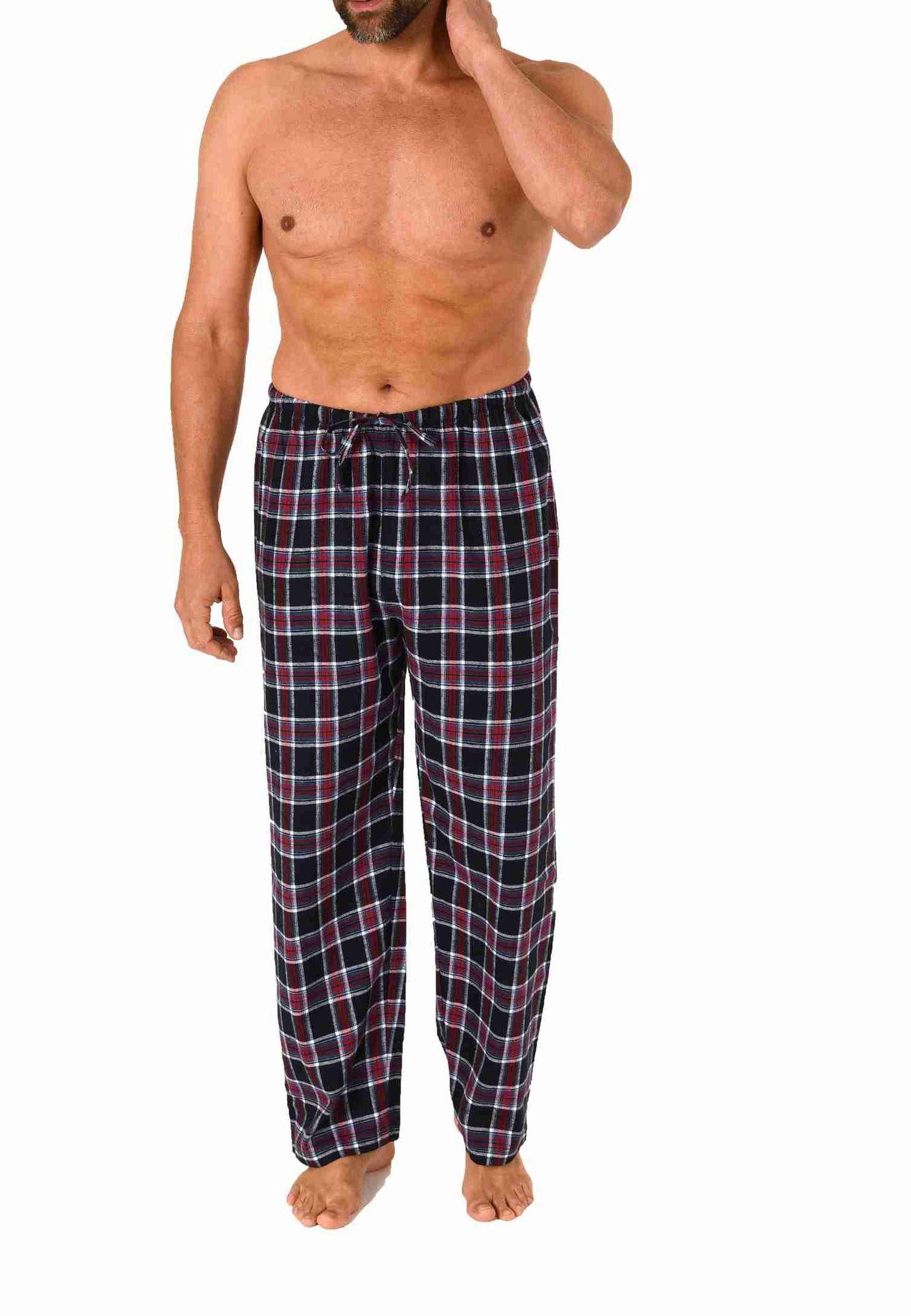Pyjama Herren Flanell Schlafanzug Hose lang kariert aus Baumwolle