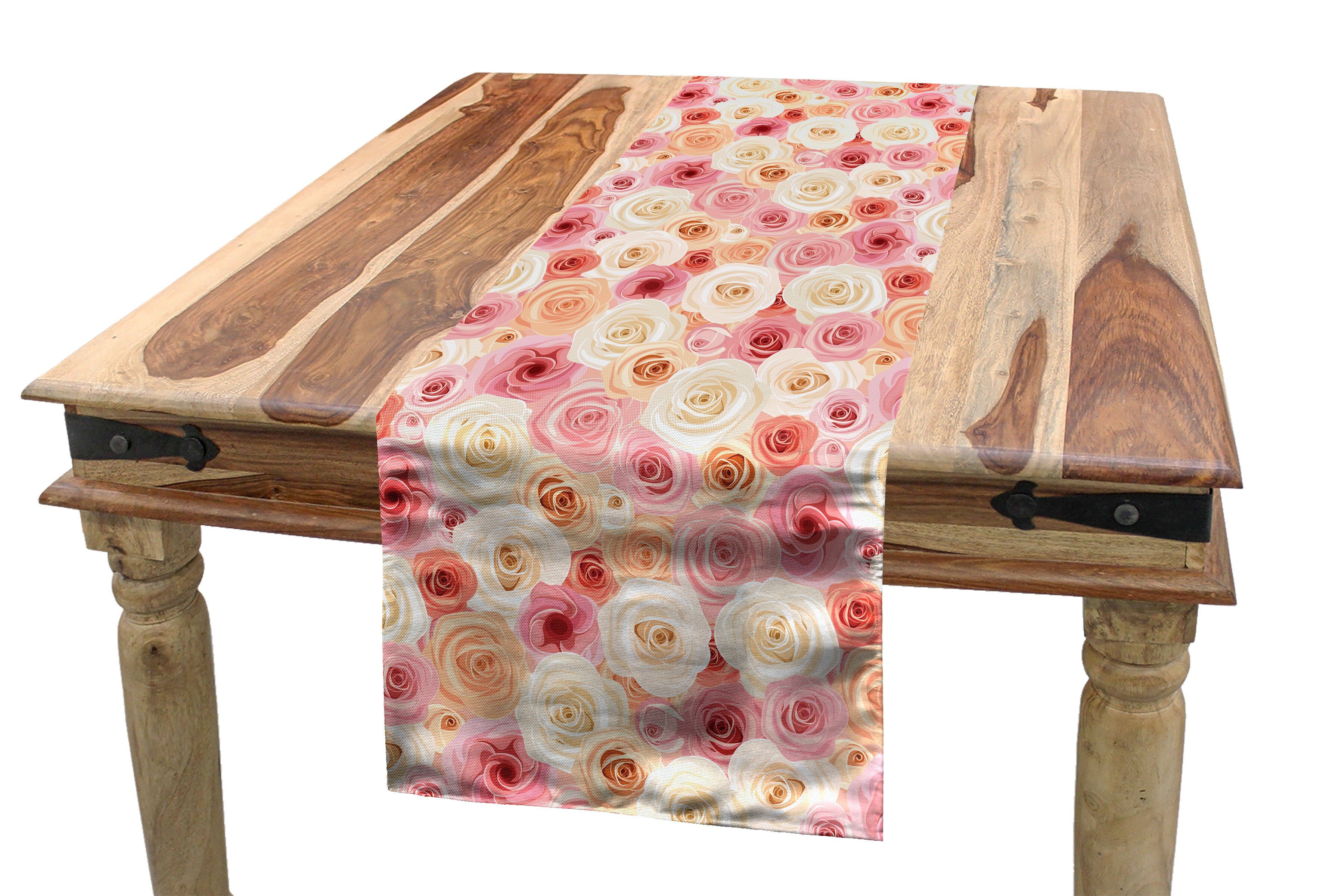 Abakuhaus Tischläufer Esszimmer Küche Rechteckiger Dekorativer Tischläufer, Rose Romantisches Pastell Petals
