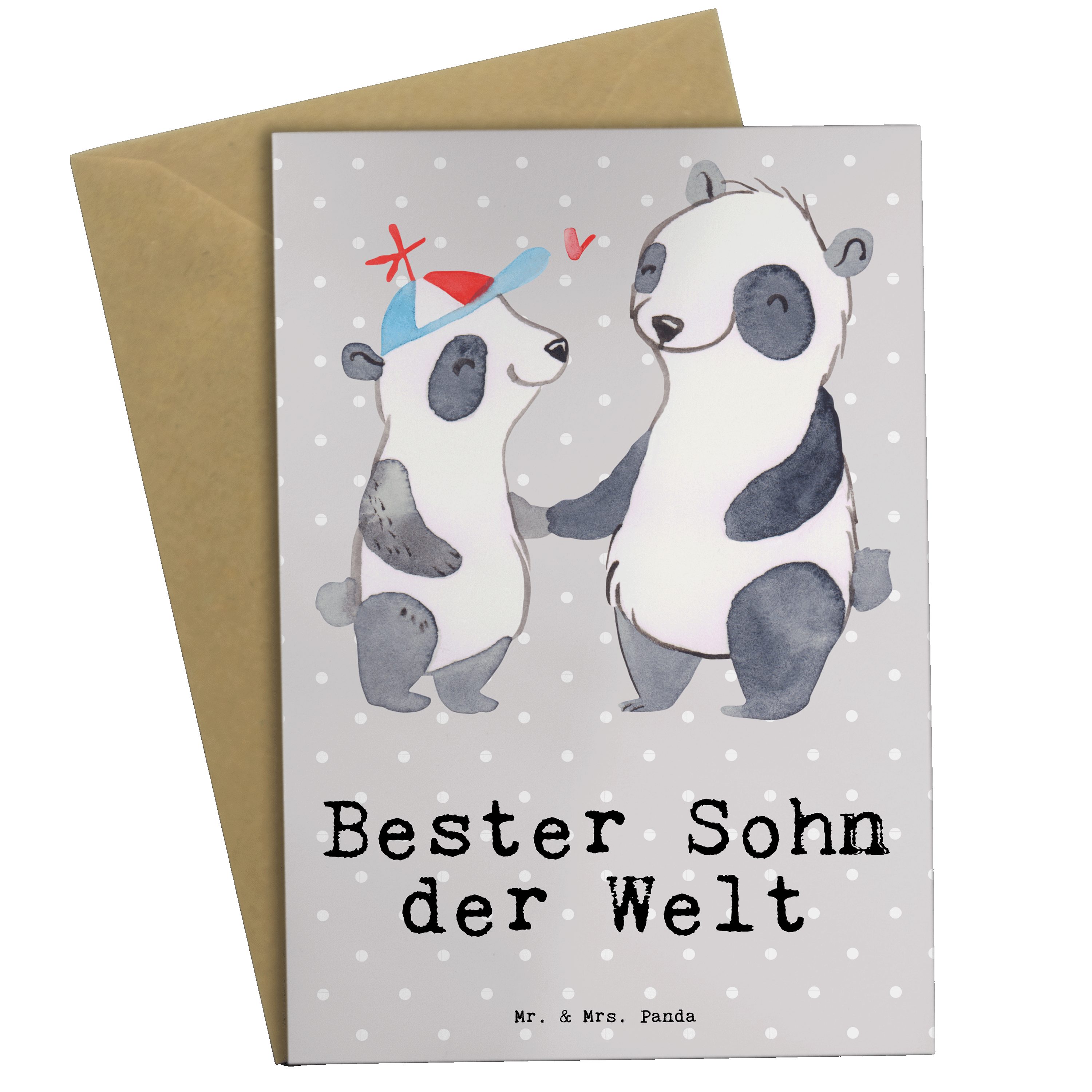 Mr. & Mrs. Welt Grau Söh - Sohn Panda Geschenk, Pastell Grußkarte Bester Panda - Dankeschön, der