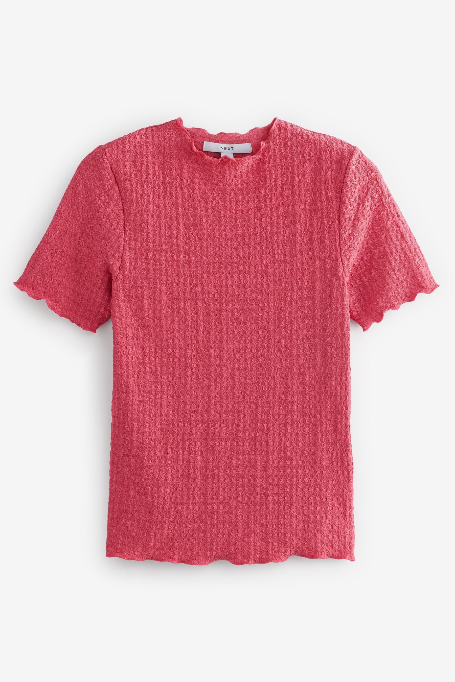 T-Shirt mit Next Oberteil Strukturiertes (1-tlg) Kräuselsaum Pink