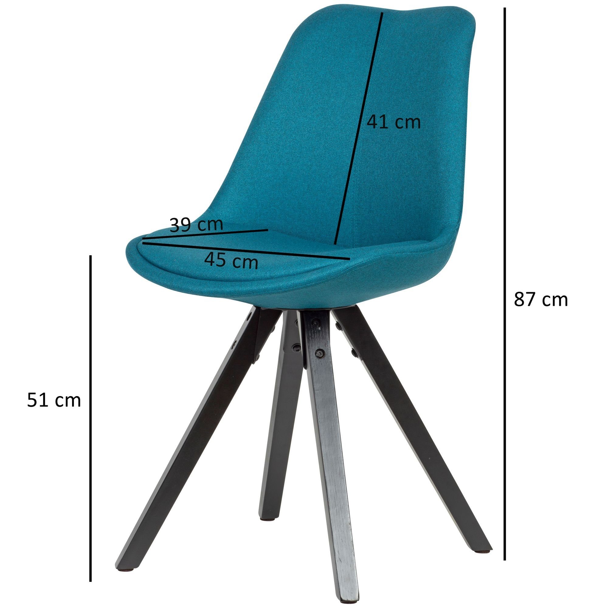 Set Esszimmerstuhl | Esszimmerstühle Küchenstühle Holzbeine (2er Blau FINEBUY kg Stoff schwarze Blau Modern SuVa21126_1 110 Samt Petrol),