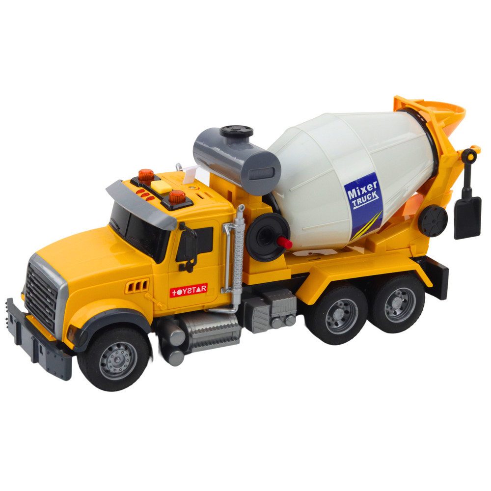 LEAN TOYS Spielzeug-Betonmischer Baustellenfahrzeug Mischerwagen Spielfahrzeug, (Spar-Set, 1-tlg., 32 x 14 x 11 cm robust), Licht- & Soundeffekte, drehbare Mischtrommel