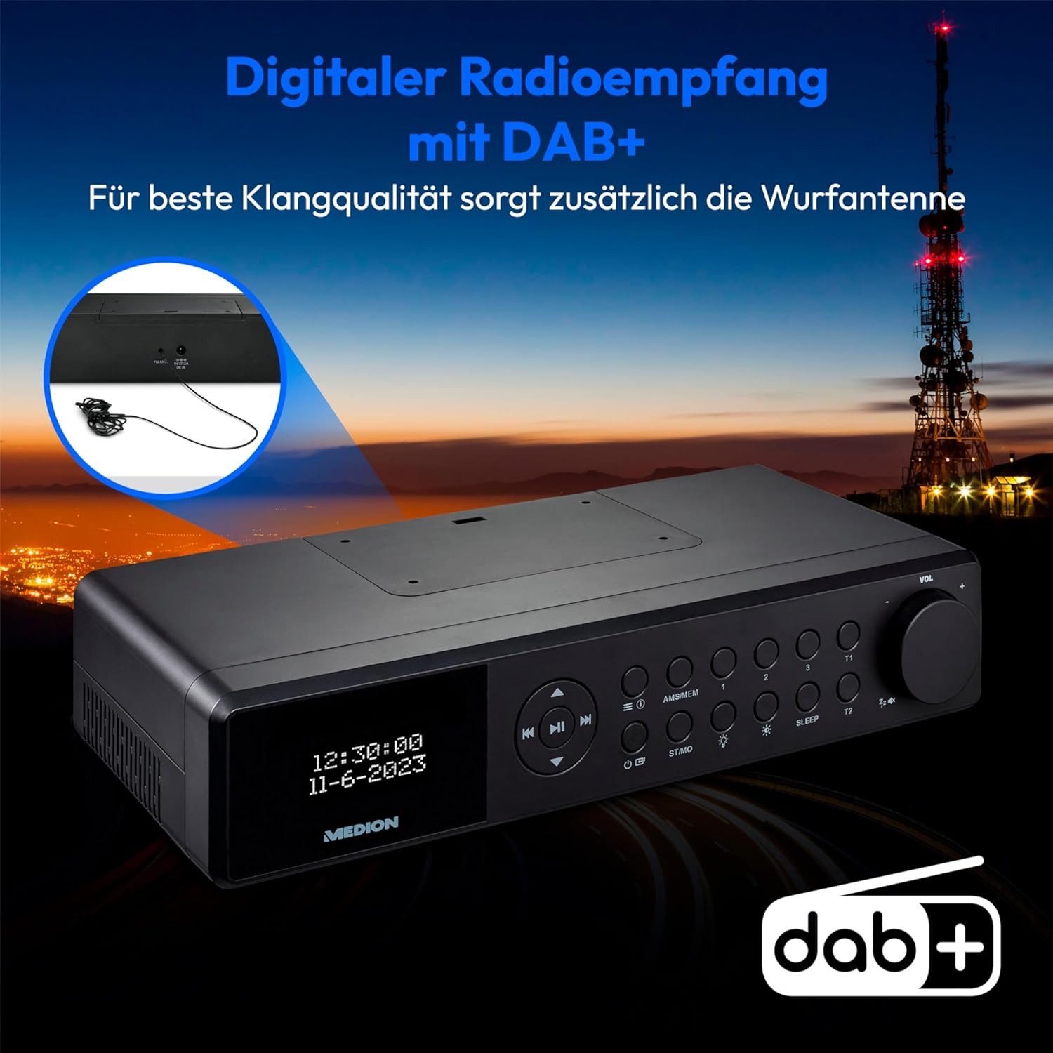 Medion® MEDION MD43660 E66660 Stereo Unterbauradio Küchenradio DAB+ Bluetooth Küchen-Radio (AM/FM MW/UKW DAB+, 3 W)
