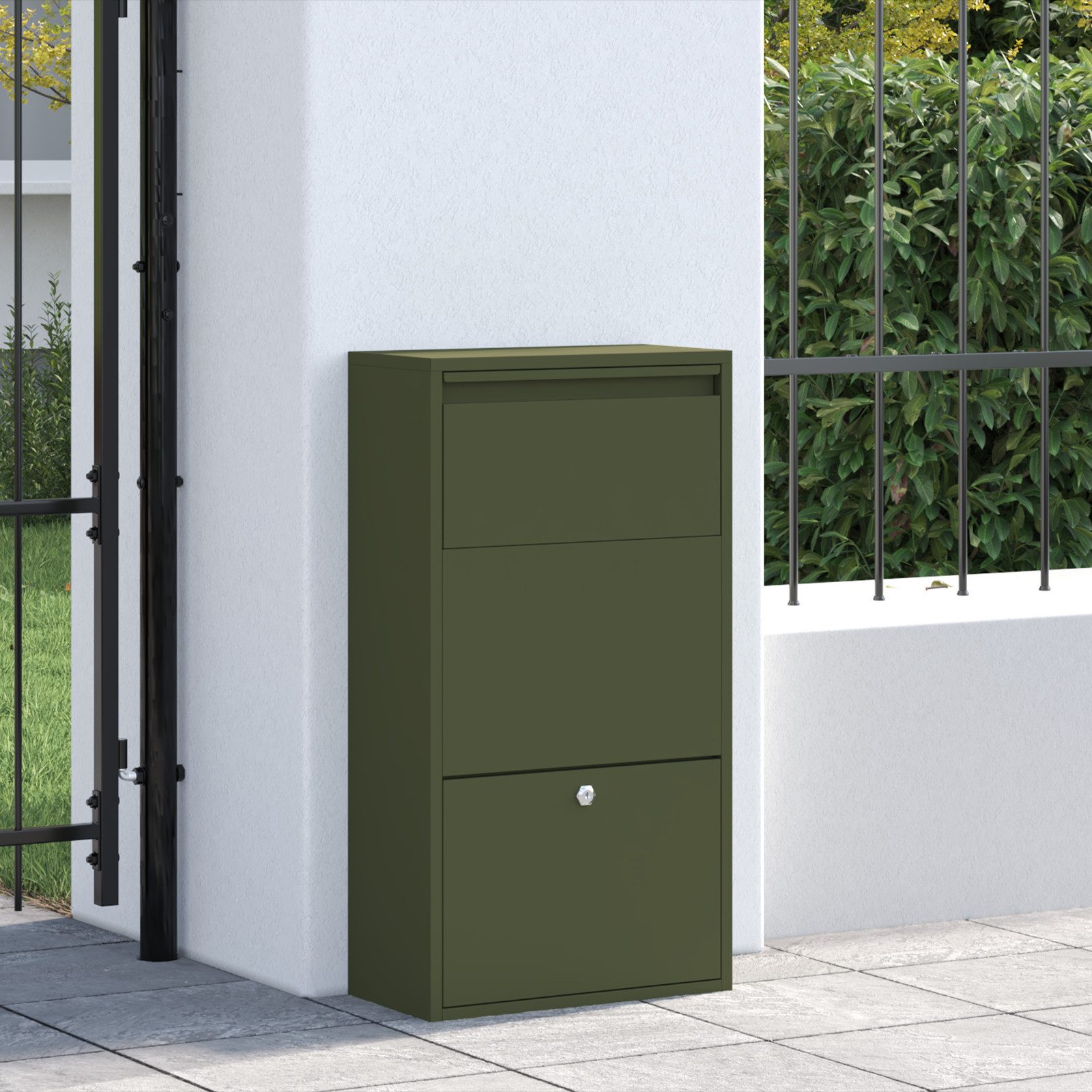vidaXL Briefkasten Paketdropbox Olivgrün 44x22x82 cm günstig online kaufen