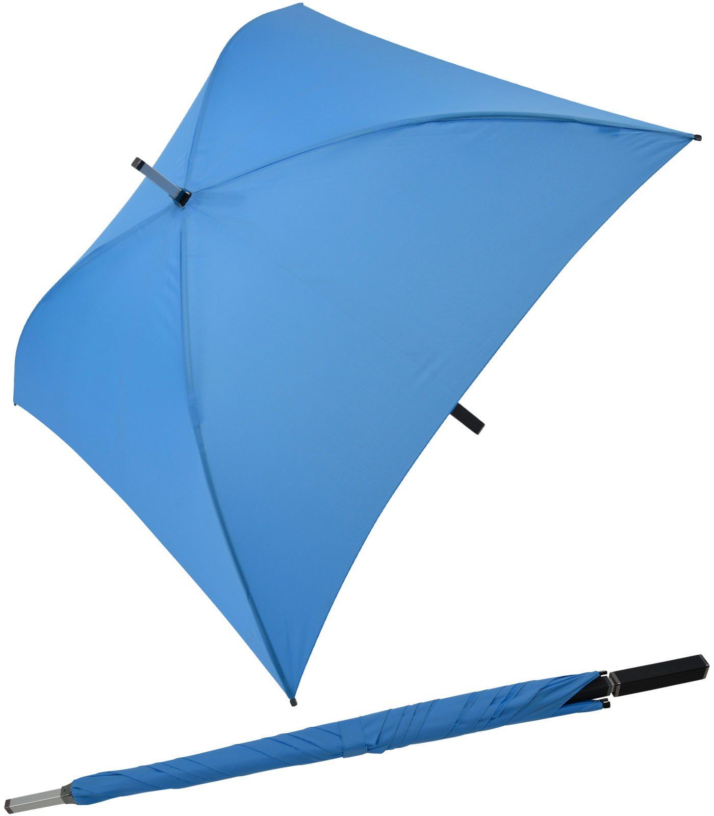 der quadratischer ganz All besondere Langregenschirm Regenschirm, Regenschirm voll hellblau Impliva Square®