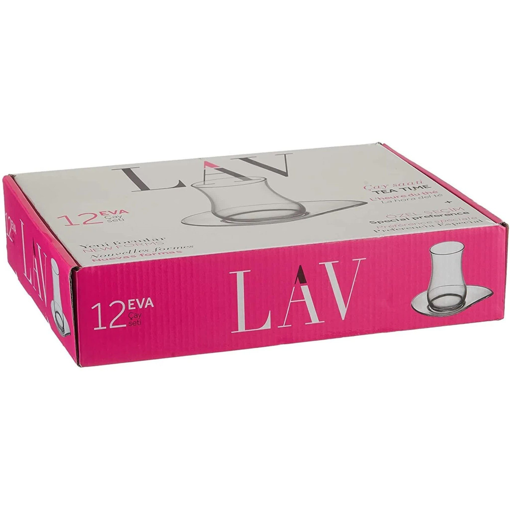 LAV Teeglas Eva 12-teiliges-Set mit Untertellern - 170 ml aus Borosilikatglas, 12-tlg., Glas, 12-teilig, 170 ml