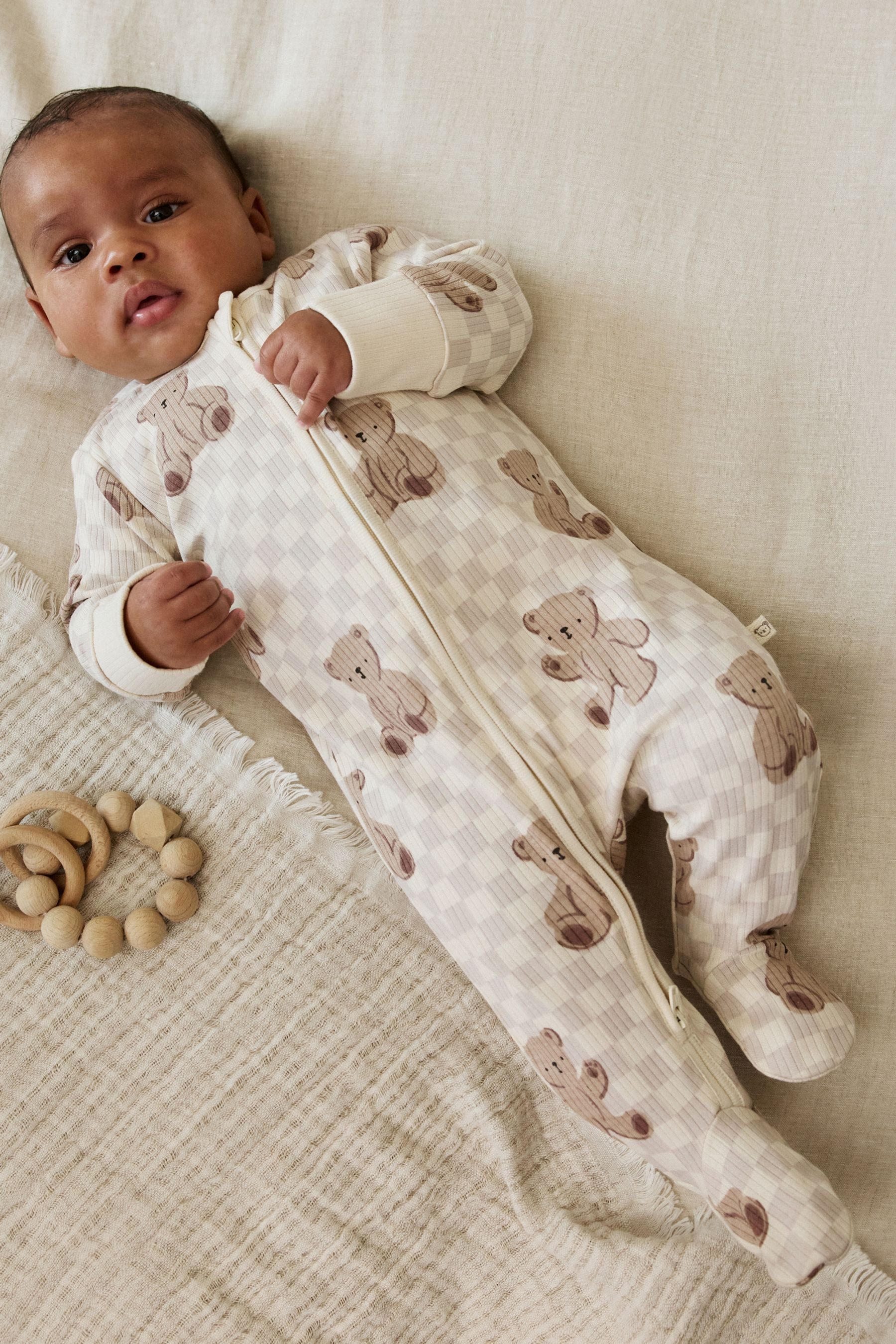 Next Schlafoverall 4 Schlafanzüge mit Zwei-Wege-Reißverschluss Bär (4-tlg)