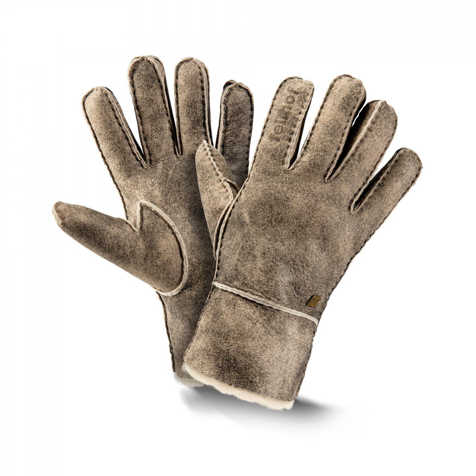 6-11 Leder Lammfell Lederhandschuhe Trend retro Unisex Fellhof Finger-Handschuhe