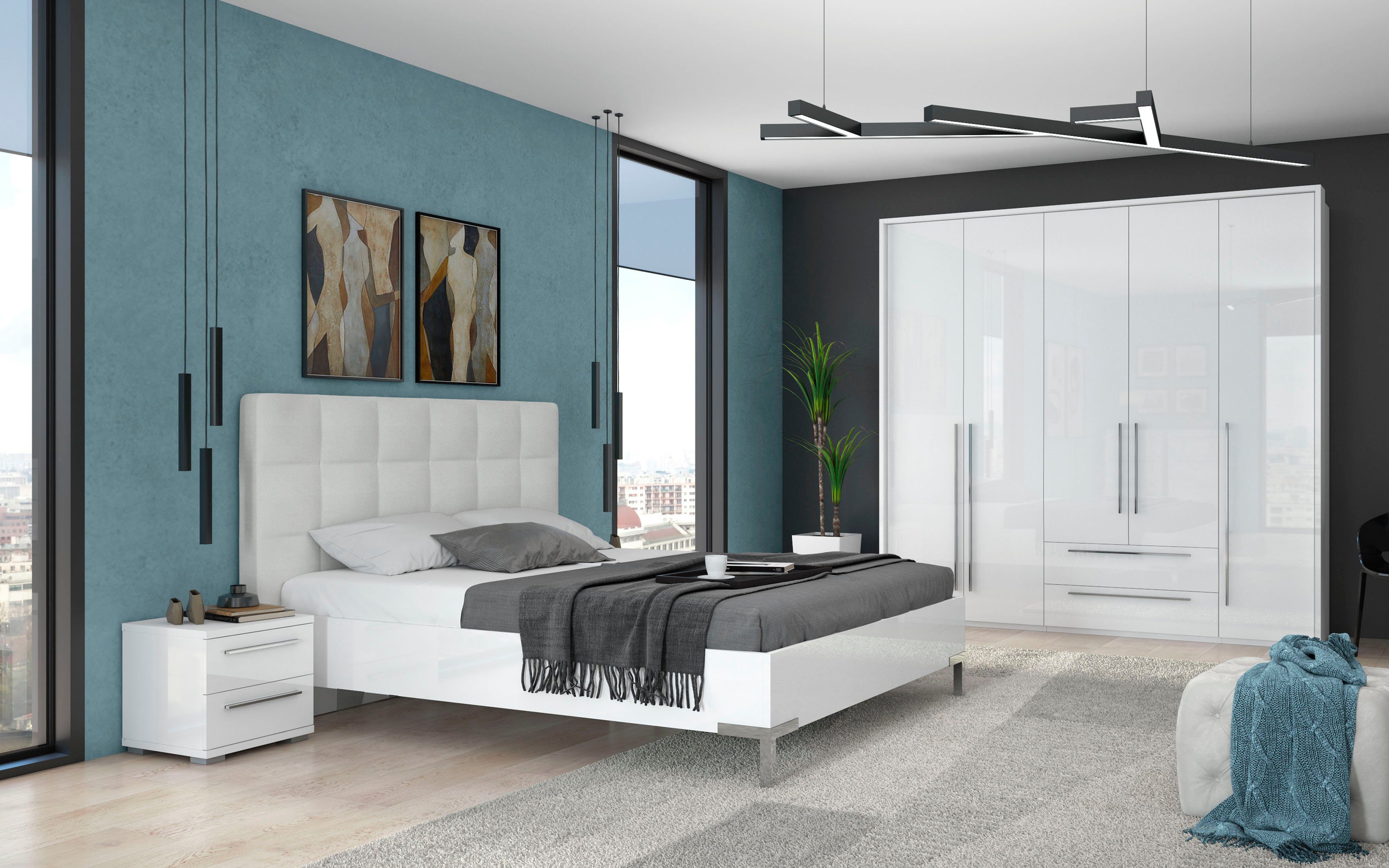 OTTO home Drehtürenschrank Piano, inklusive Rahmen und Beleuchtung, soft-close-Funktion (viele Breiten zur Auswahl, 226cm hoch, mit jeweils 2 Schubladen) beige  – Bild 5 von 5