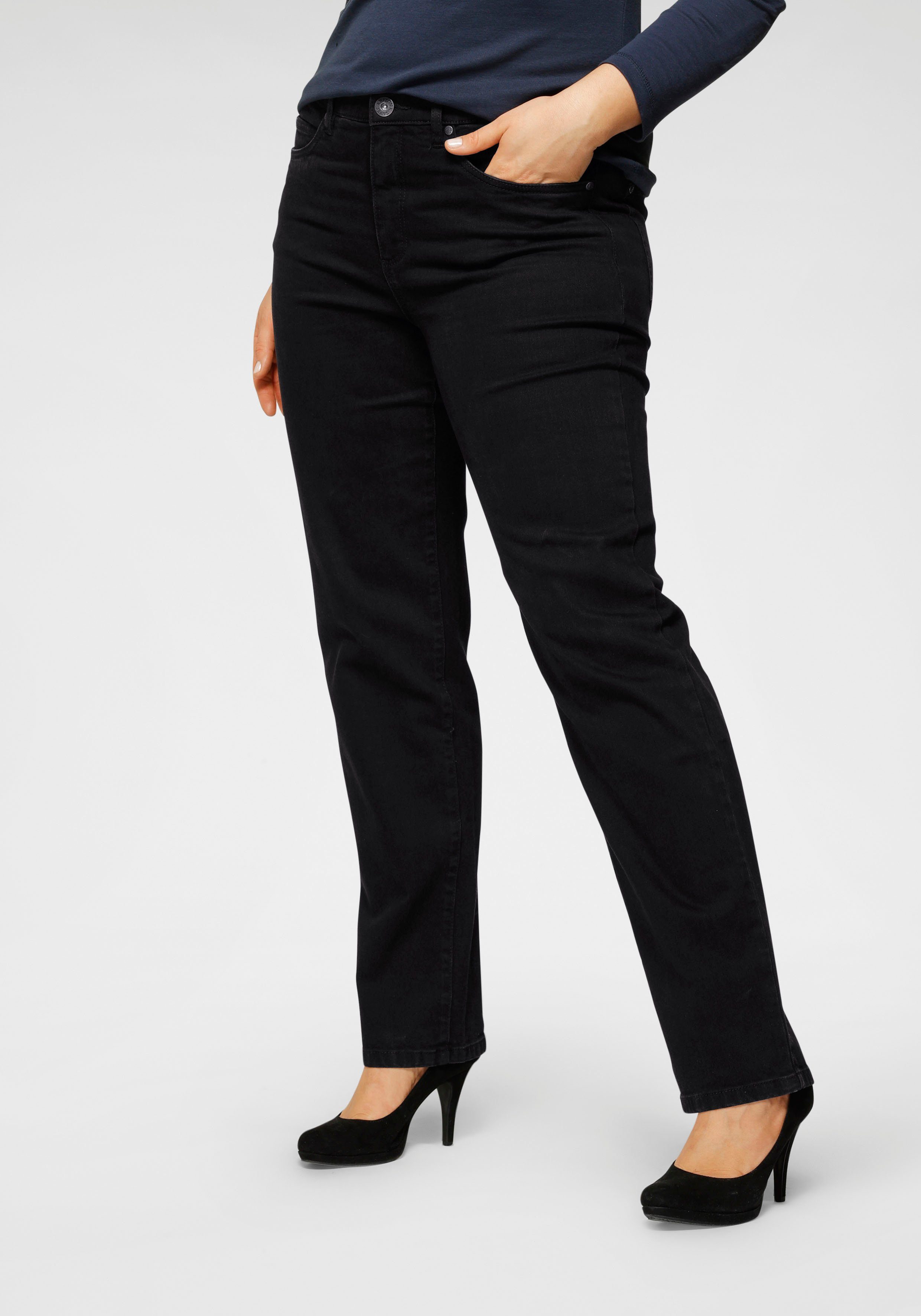 Arizona Straight-Jeans Curve-Collection mit bequemen Dehnbund black