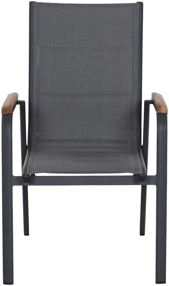 Siena Garden Gartensessel Tesoro Stapelsessel 2er-Set FSC (Set, 2-St), Alu, Textil, Teak FSC 100 %