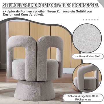 OKWISH Drehstuhl 360-Grad-Schwenk-Cuddle-Fass-Bürostuhl (runde Sessel mit breiter Polsterung, flauschigem Stoffstuhl), für Wohnzimmer, Schlafzimmer, Büro, Wartezimmer