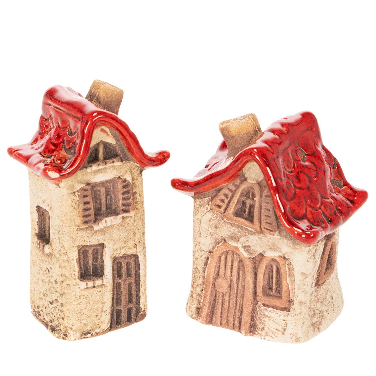 Florists Products Weihnachtsmann Mini-Keramikhäuser für stimmungsvolle Dekoration, 2 Stück