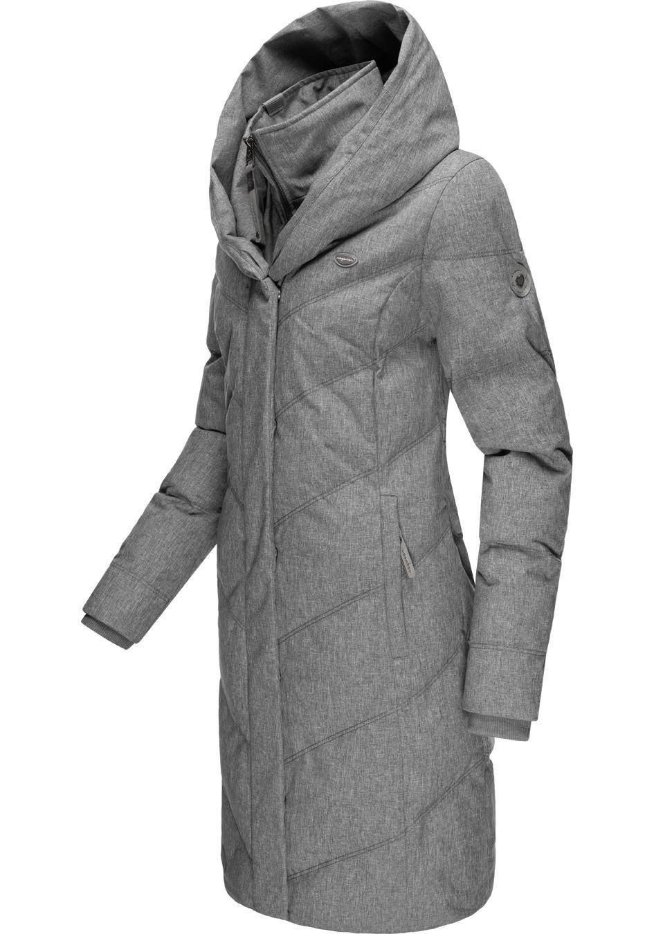 Ragwear Winterjacke Natalka II dunkelgrau Winterparka Intl. Kapuze großer mit stylischer, gesteppter