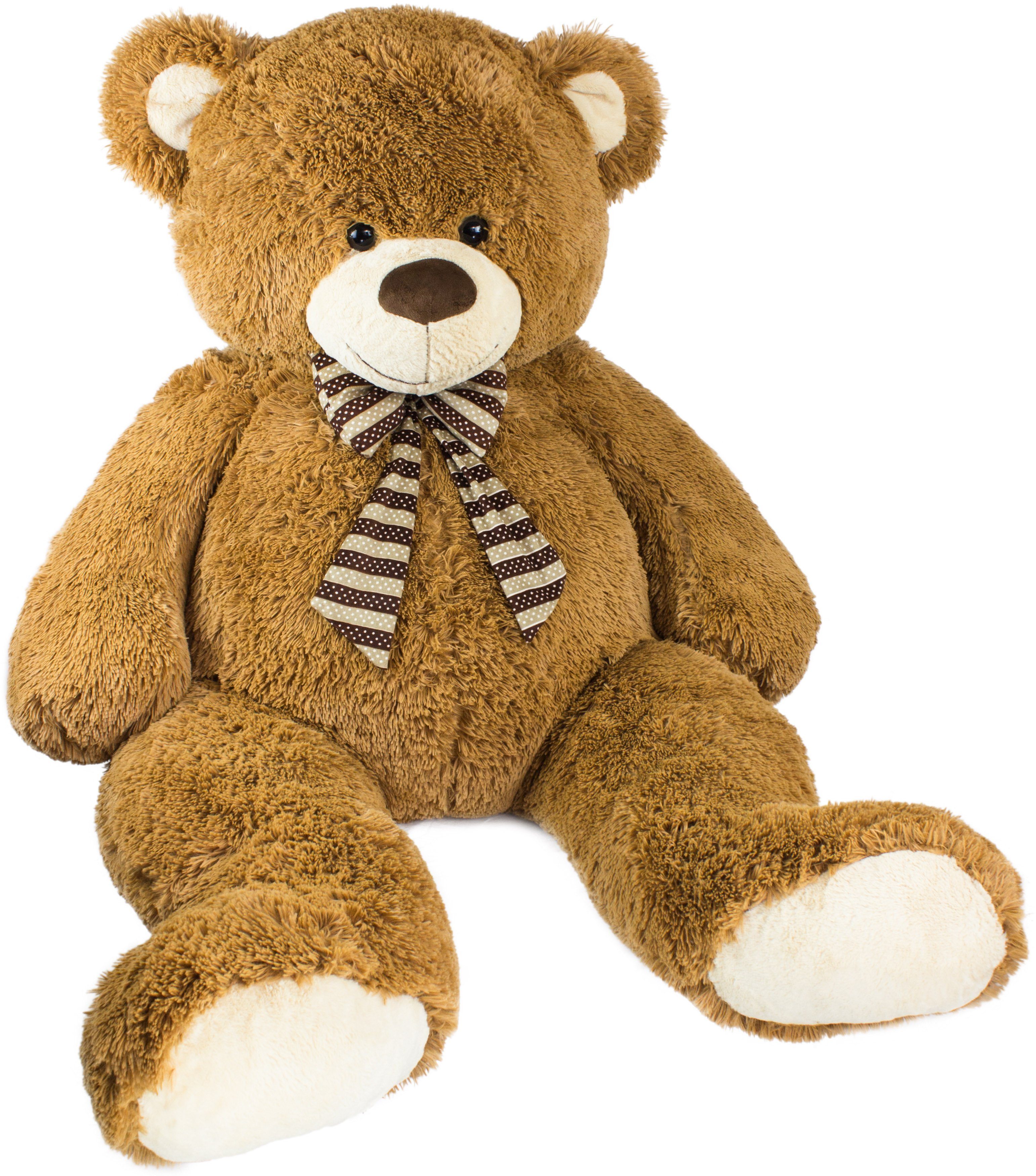 BRUBAKER Kuscheltier Riesen XXL Teddybär (150 cm) (1-St., mit gestreifter Schleife), großer Teddy Bär, Stofftier Plüschtier