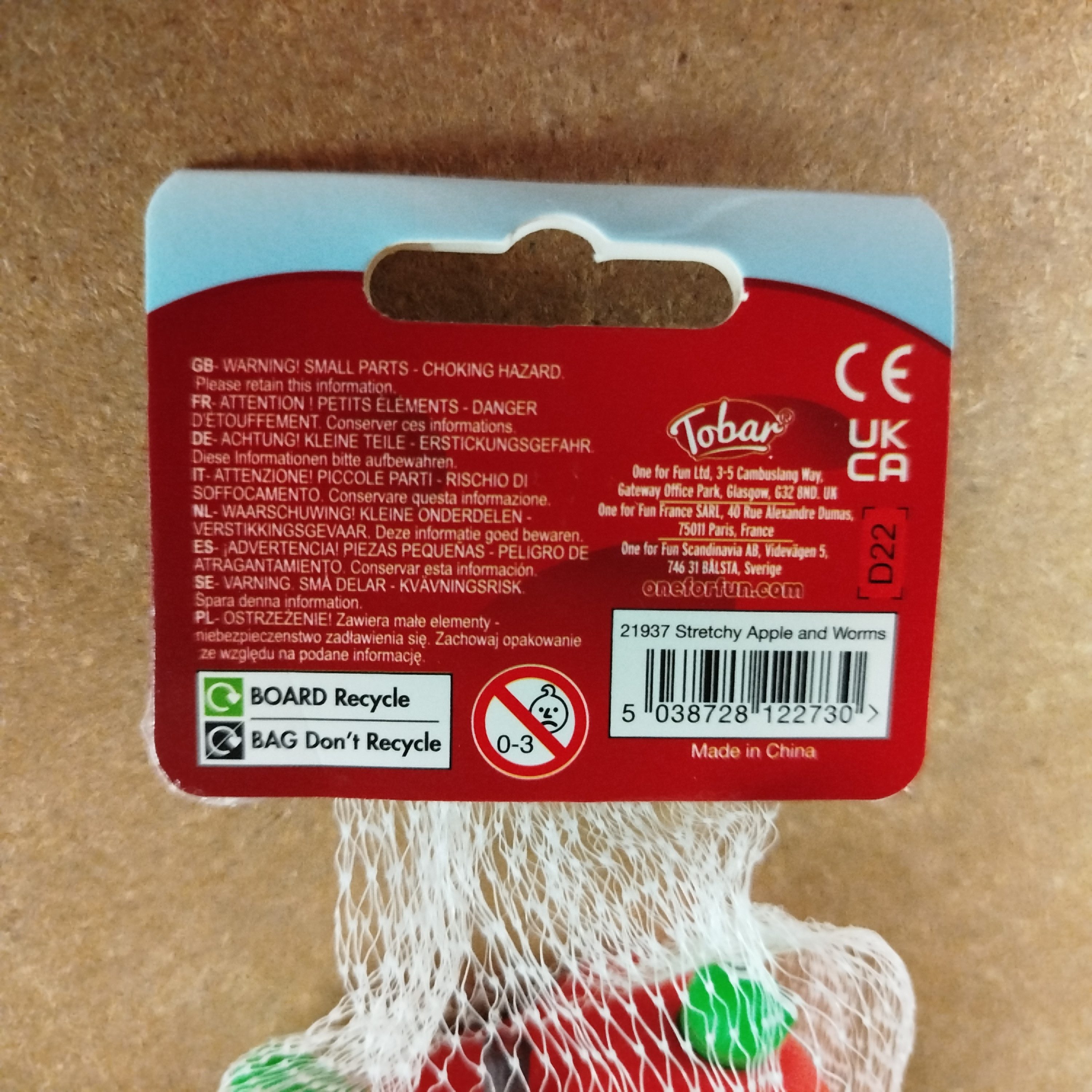 TOBAR Spielball Apfel mit Würmern Stressball