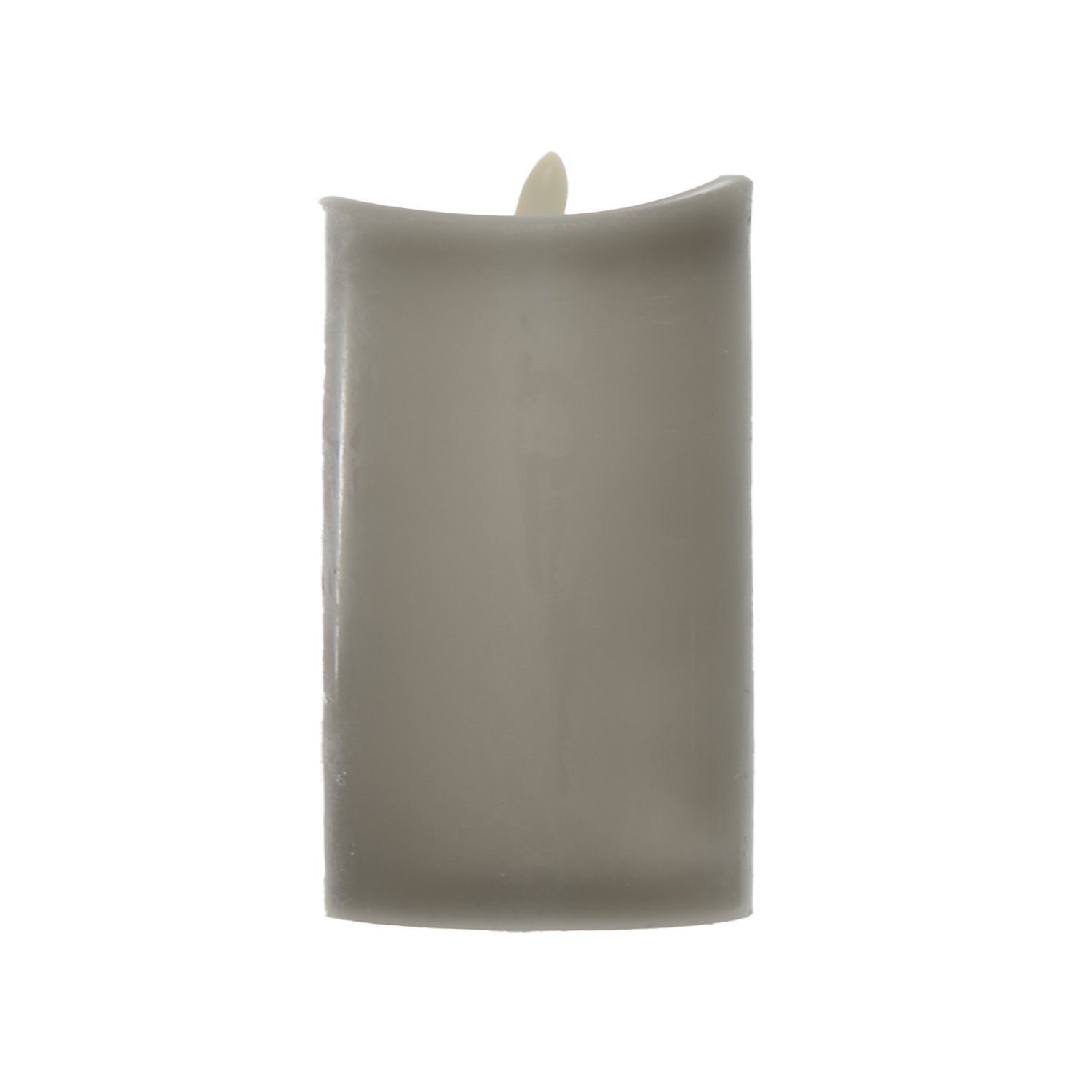 LED-Kerze Echtwachskerze grau 15 x Ø 9 cm mit Flackerflamme und Timer