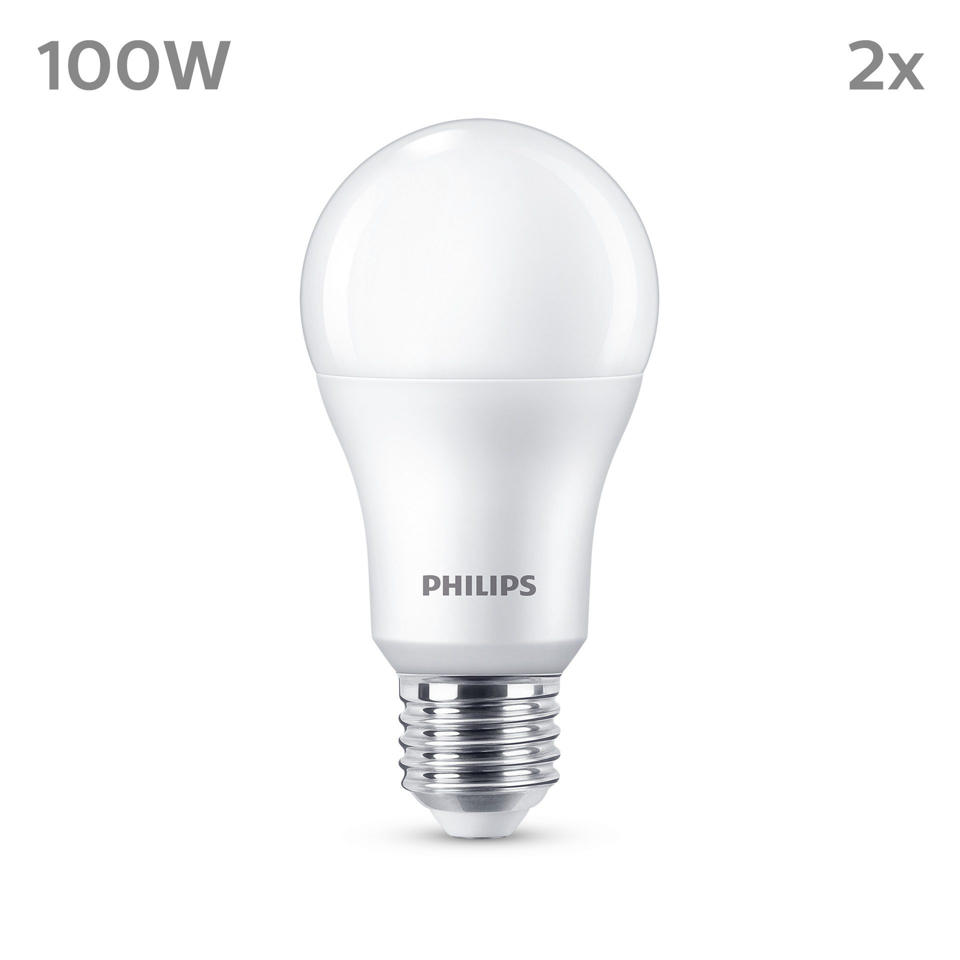 Philips Hue LED-Leuchtmittel LED classic Lampe 100W E27 kaltweiß 1521lm matt 2er Pack, E27