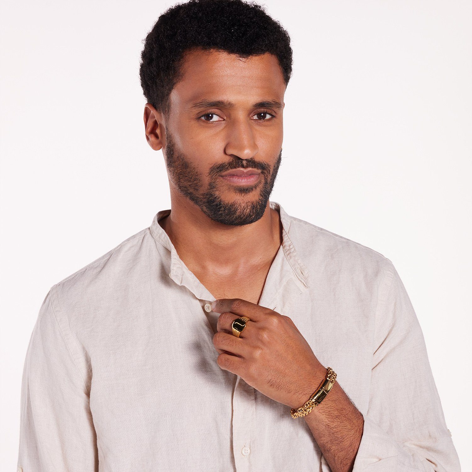 LUCARDI Siegelring Ring - Stahl - Gold - Herren – Bild 3 von 3