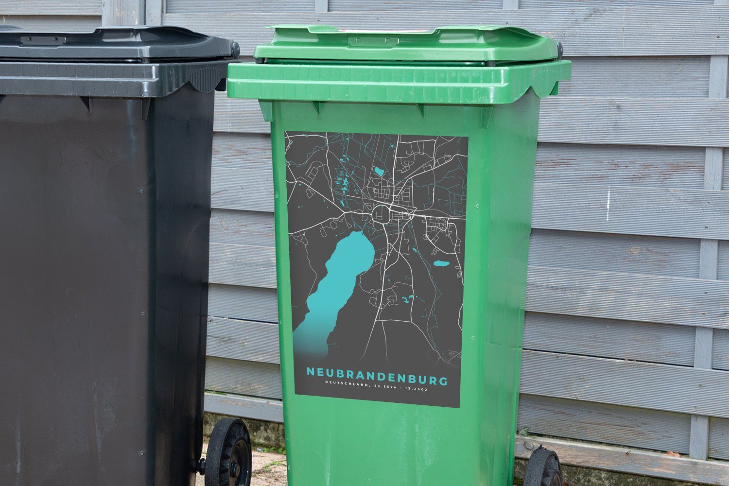 Stadtplan Sticker, - Container, - Deutschland (1 MuchoWow St), Mülltonne, Karte - Abfalbehälter Mülleimer-aufkleber, - Blau Neubrandenburg Wandsticker