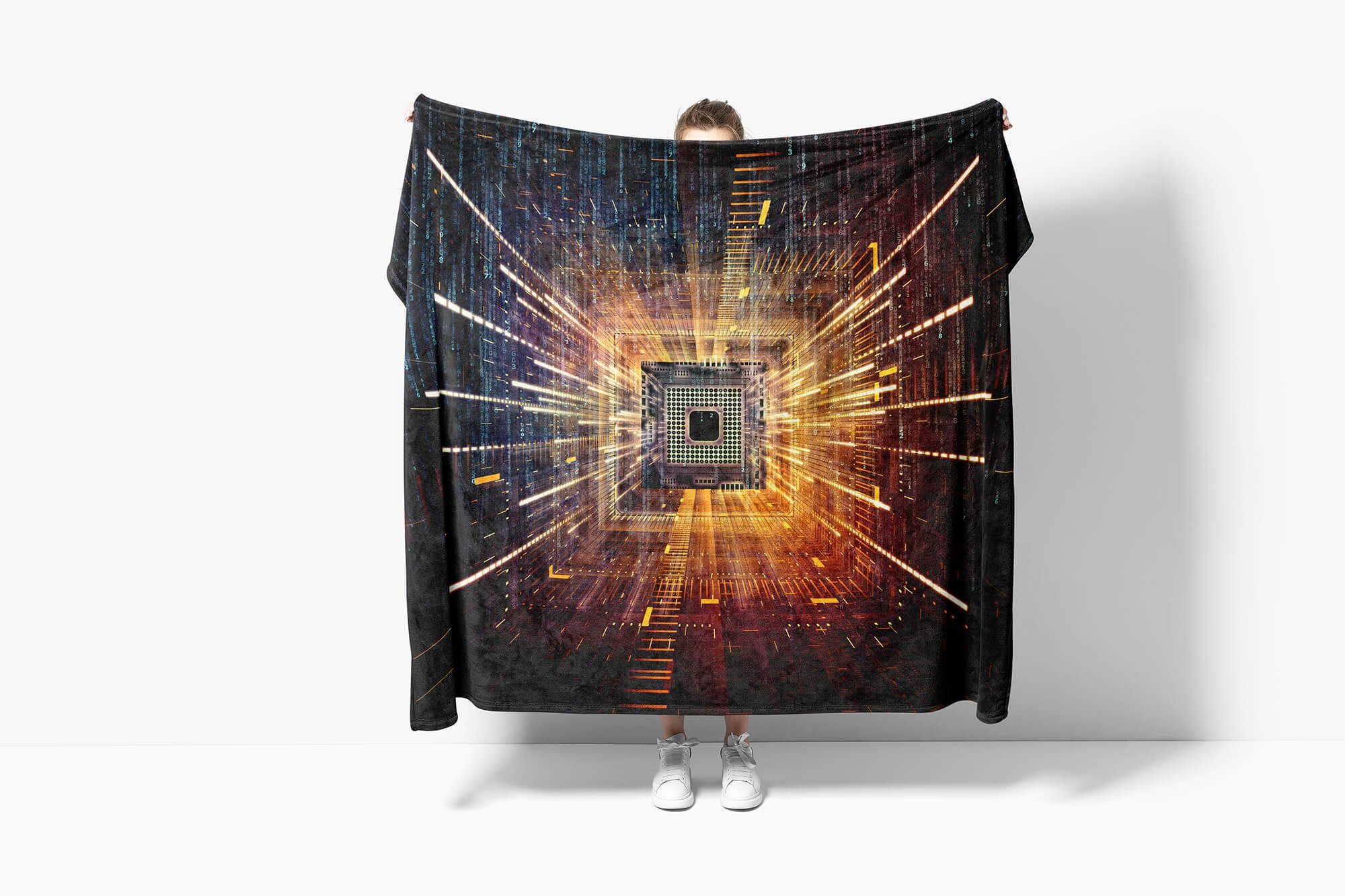 Tec, Sinus Strandhandtuch Baumwolle-Polyester-Mix (1-St), Art Fotomotiv Kuscheldecke Informatik mit Handtücher CPU Handtuch Handtuch Saunatuch