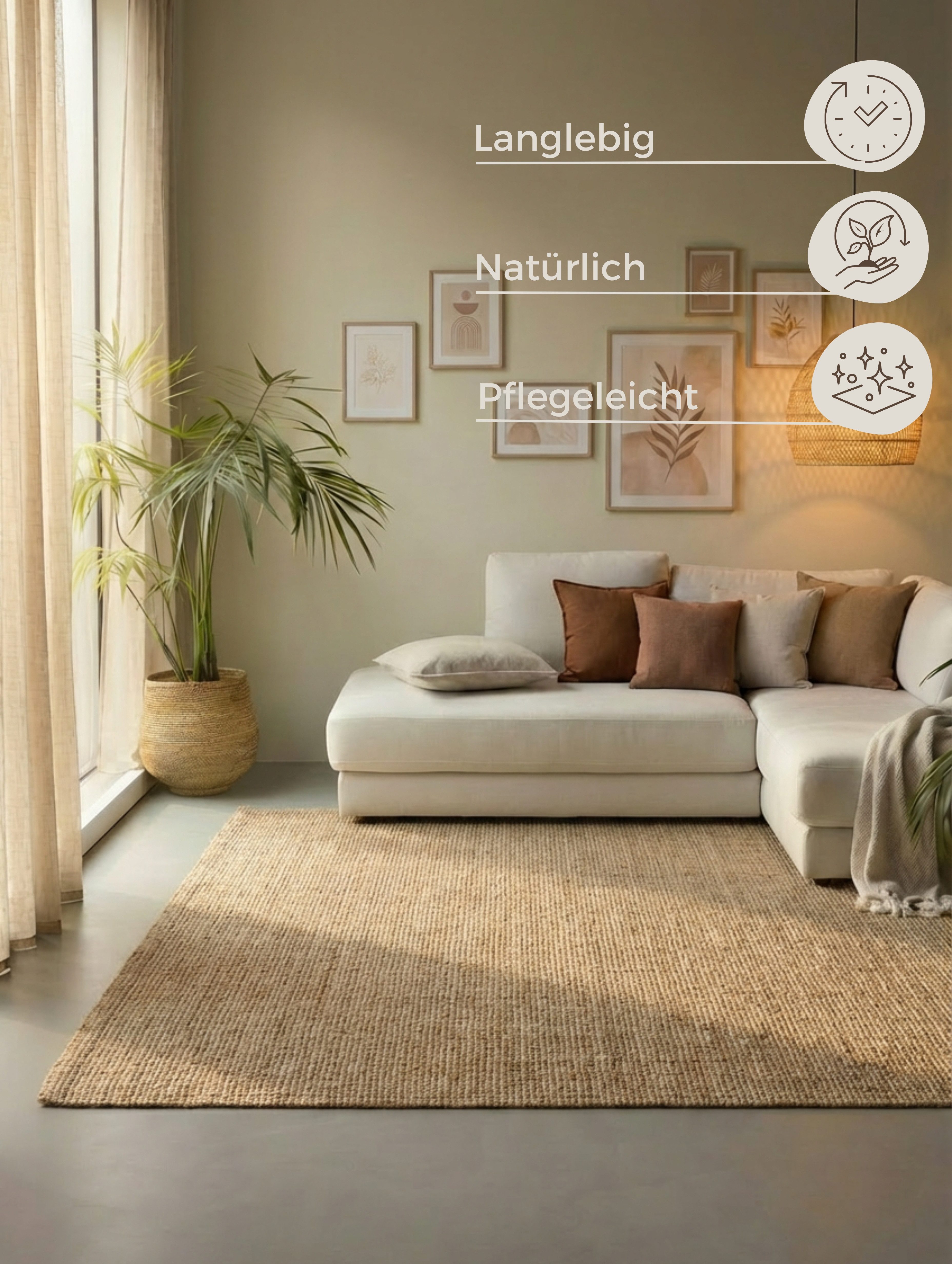 HANSE Home Teppich Jaipur Juteteppich, als Läufer und in Rund, rechteckig, Höhe: 10 mm, 100% Naturfaser, Wohnzimmer, Esszimmer, Schlafzimmer, GRS
