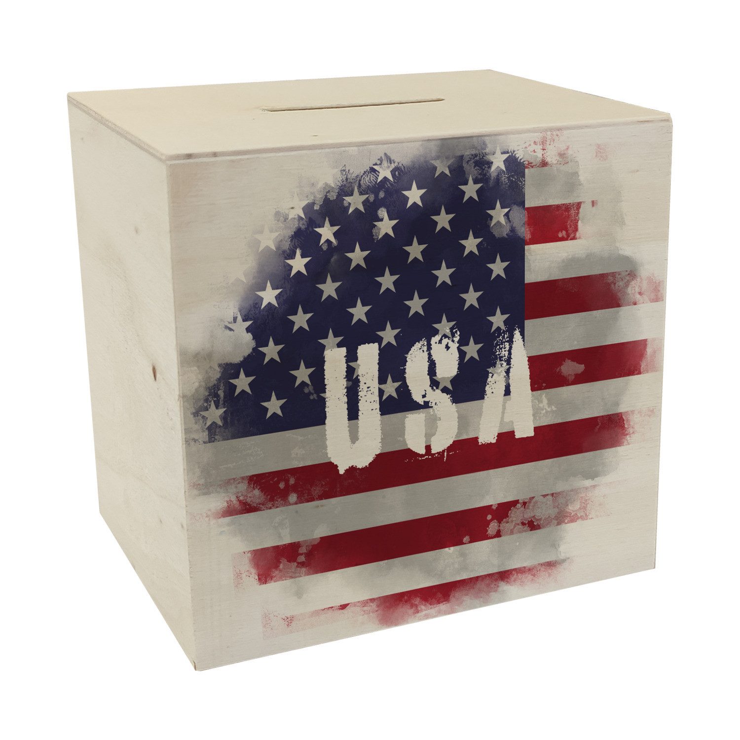 speecheese Spardose Spardose aus Holz USA-Flagge im Used Look - Sparschwein günstig online kaufen
