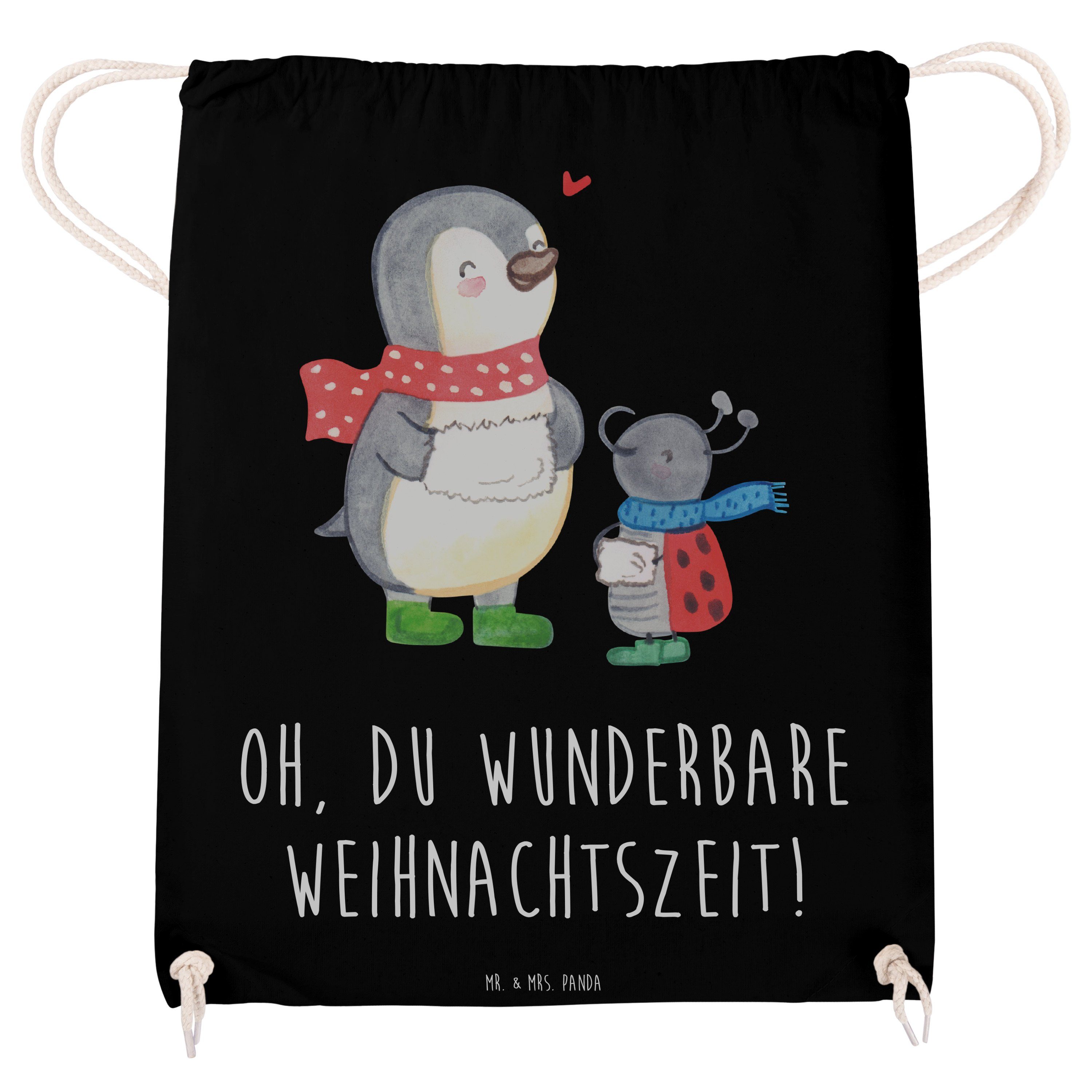 Mr. Tasche, Stoffbeutel, Advent, - & Schwarz Winterzeit Geschenk, (1-tlg) Panda Sporttasche Smörle - Mrs.