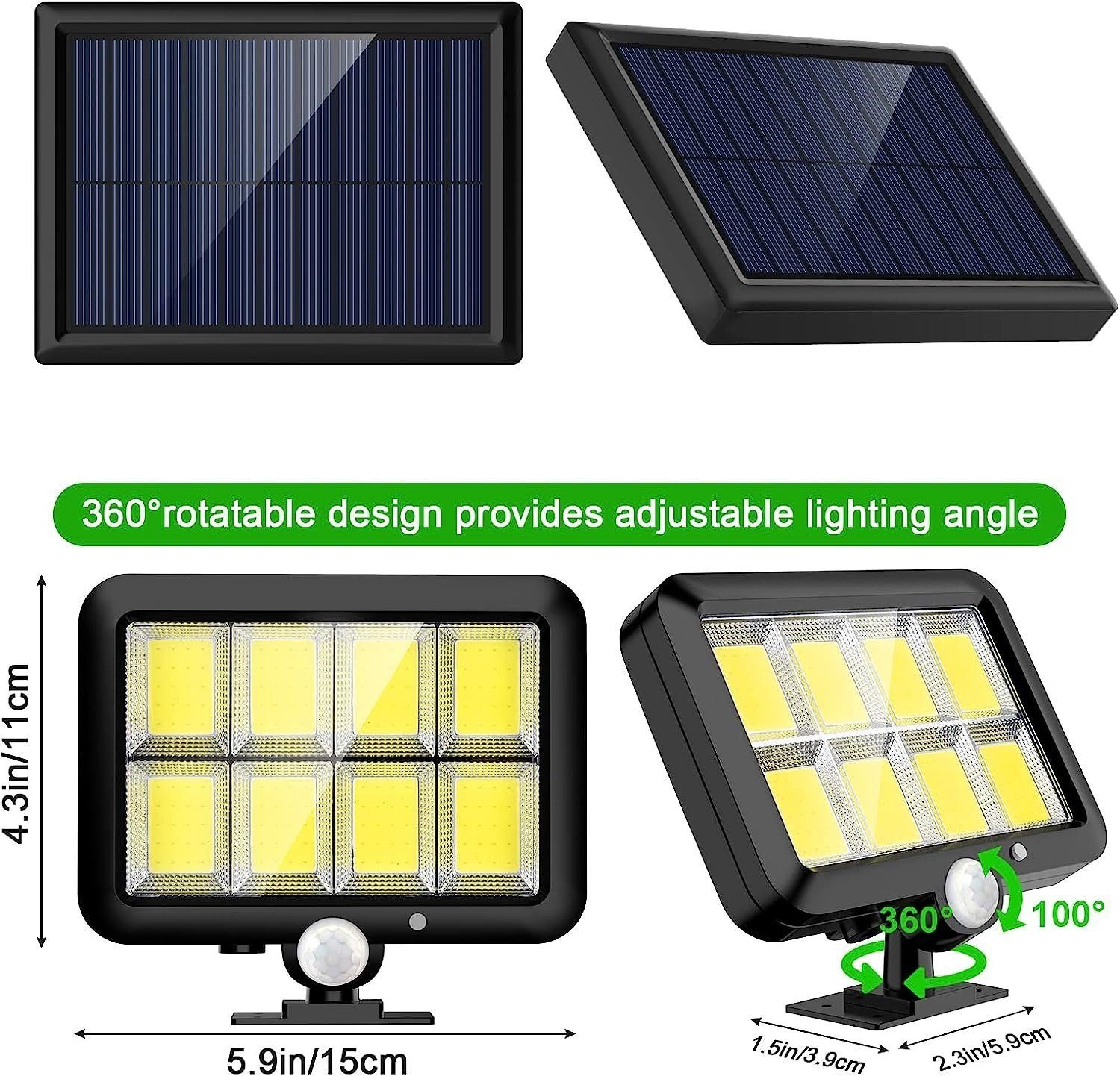 LED DOPWii Solarlampe,3 LED fest Modi,mit Solarleuchte Lampenperle, integriert Bewegungsmelder&5M 2PCS Kabel,160COB