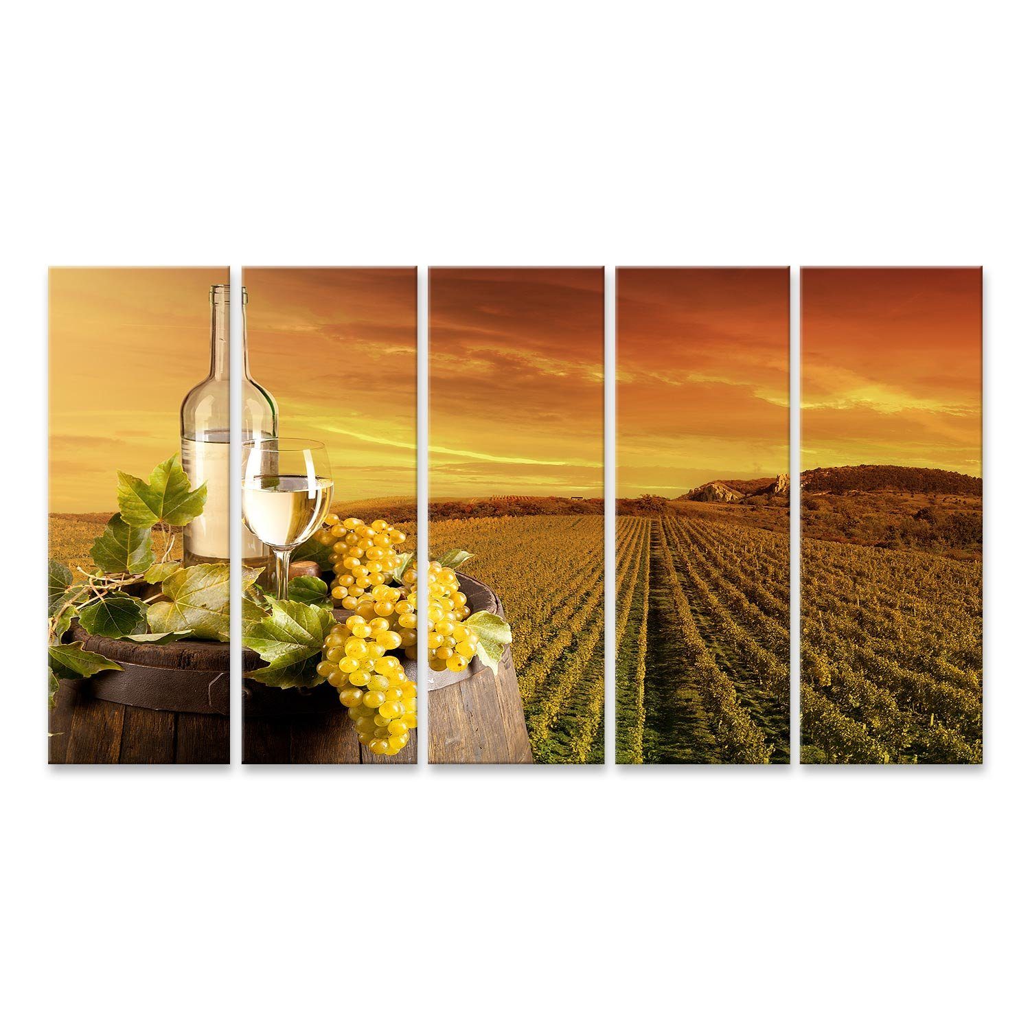Leinwandbild Bild auf Leinwand Detail Der Wein Mit Fass Auf Weinberg Wandbild Lein