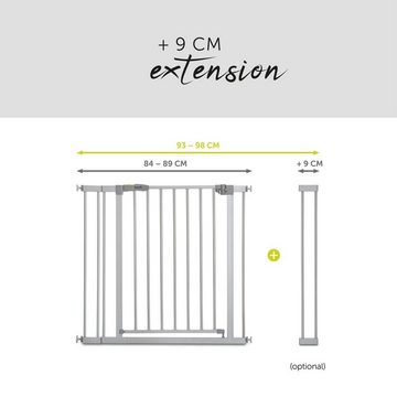 Hauck Türschutzgitter Stop N Safe 2 inklusive 9 cm Extension, silberfarben, auch als Treppenschutzgitter verwendbar