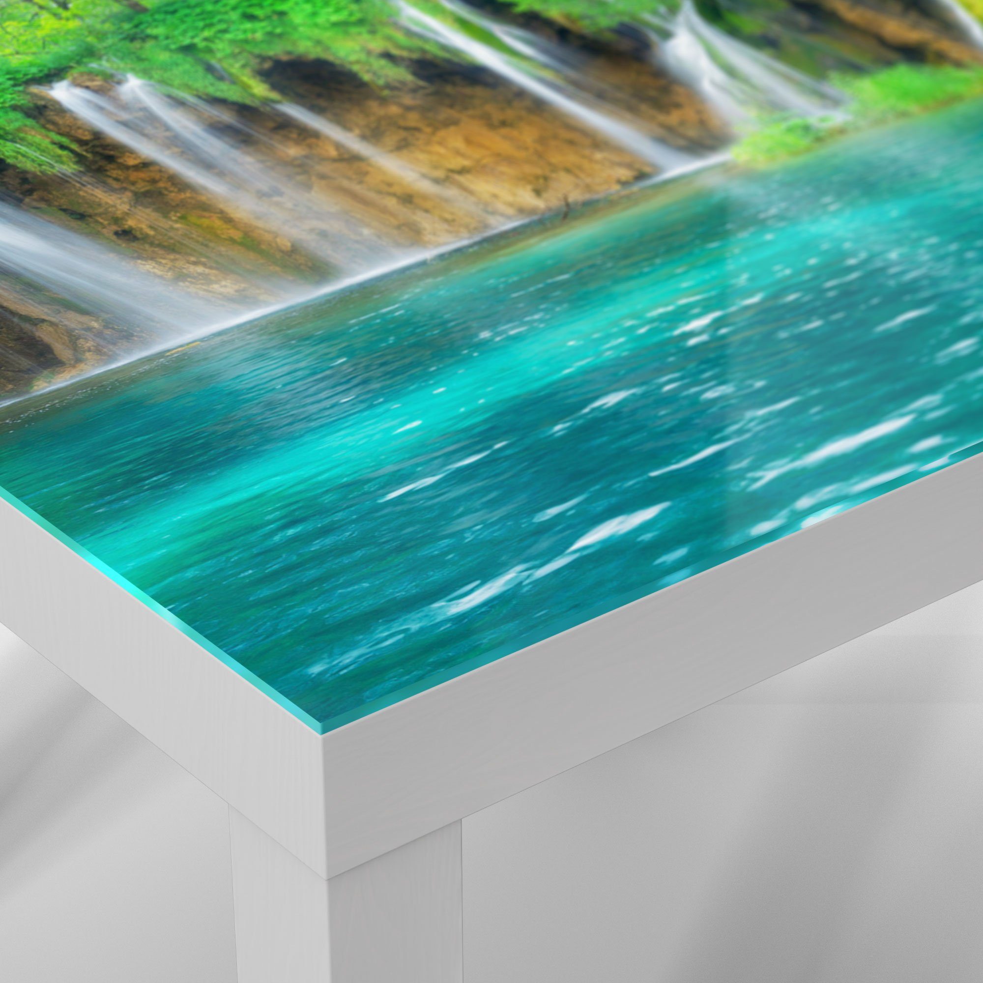 Glastisch Weiß Glas Kroatien', DEQORI 'Wasserfälle in modern Couchtisch Beistelltisch