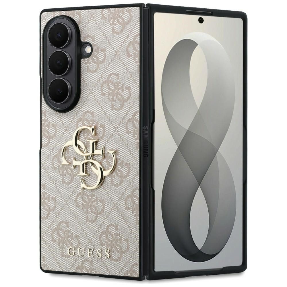 Guess Handyhülle Galaxy Z Fold 8 Ultra Kunstleder rosa braun grau Big Logo goldfarben 8 Zoll, Kantenschutz