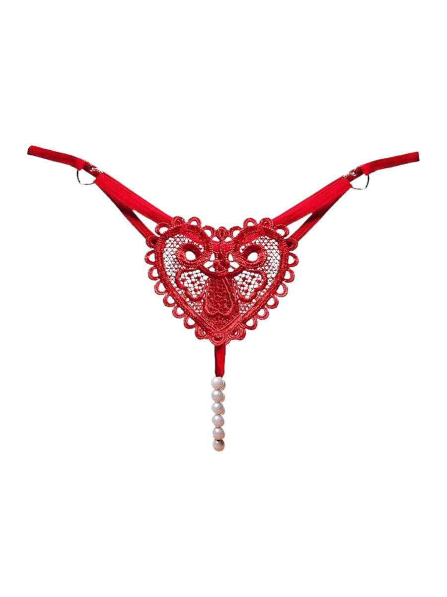 Elegant Love String-Ouvert Spitzen-Tanga mit Perlen günstig online kaufen