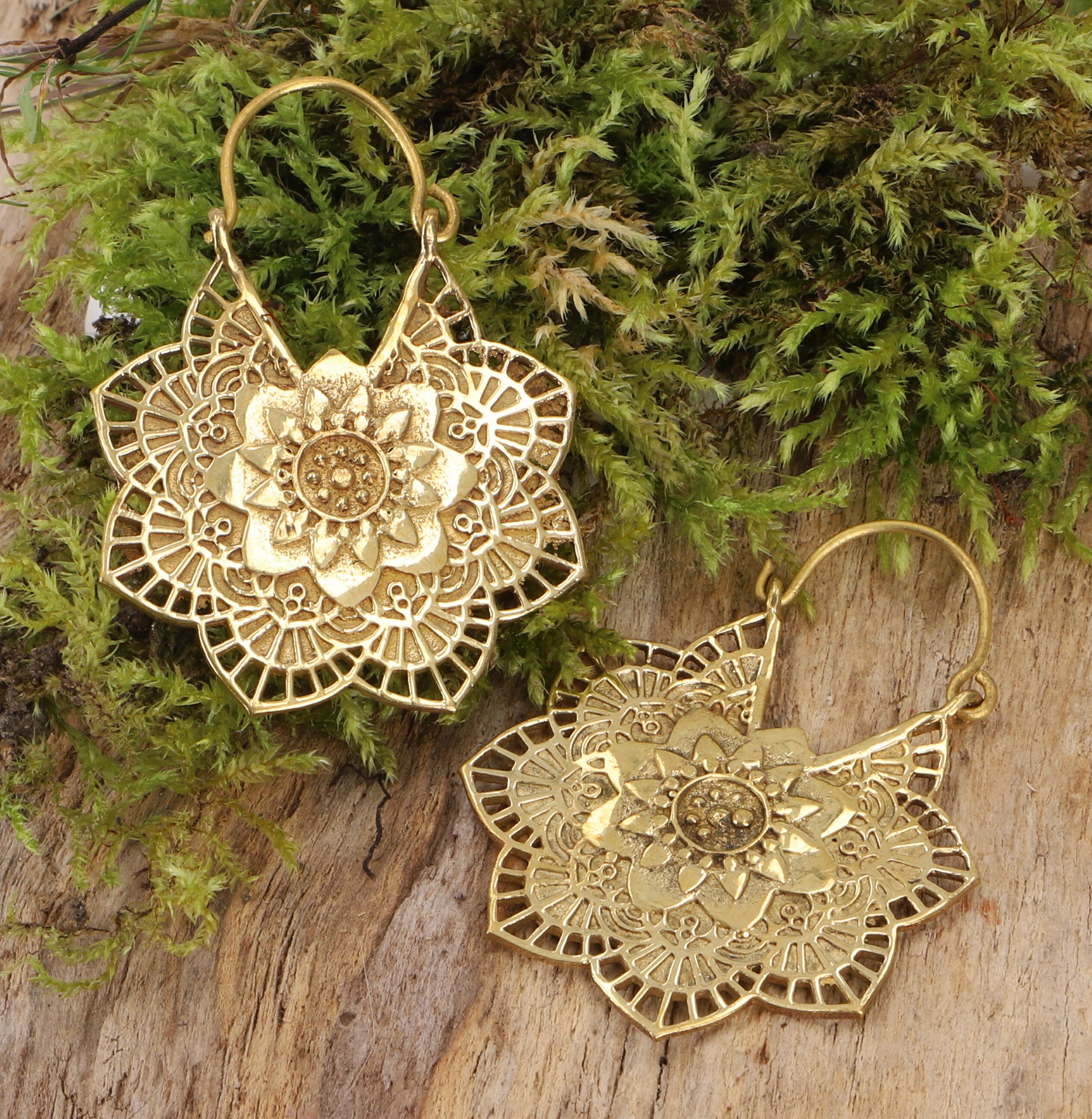 Guru-Shop Paar Ohrhänger Tribalohrringe aus Messing, Ethnoohrringe - gold günstig online kaufen