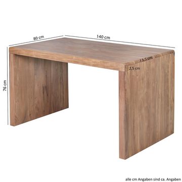 Lomadox Schreibtisch, Massiv-Holz Akazie 140cm breit Echtholz Design Landhaus 140/76/80cm