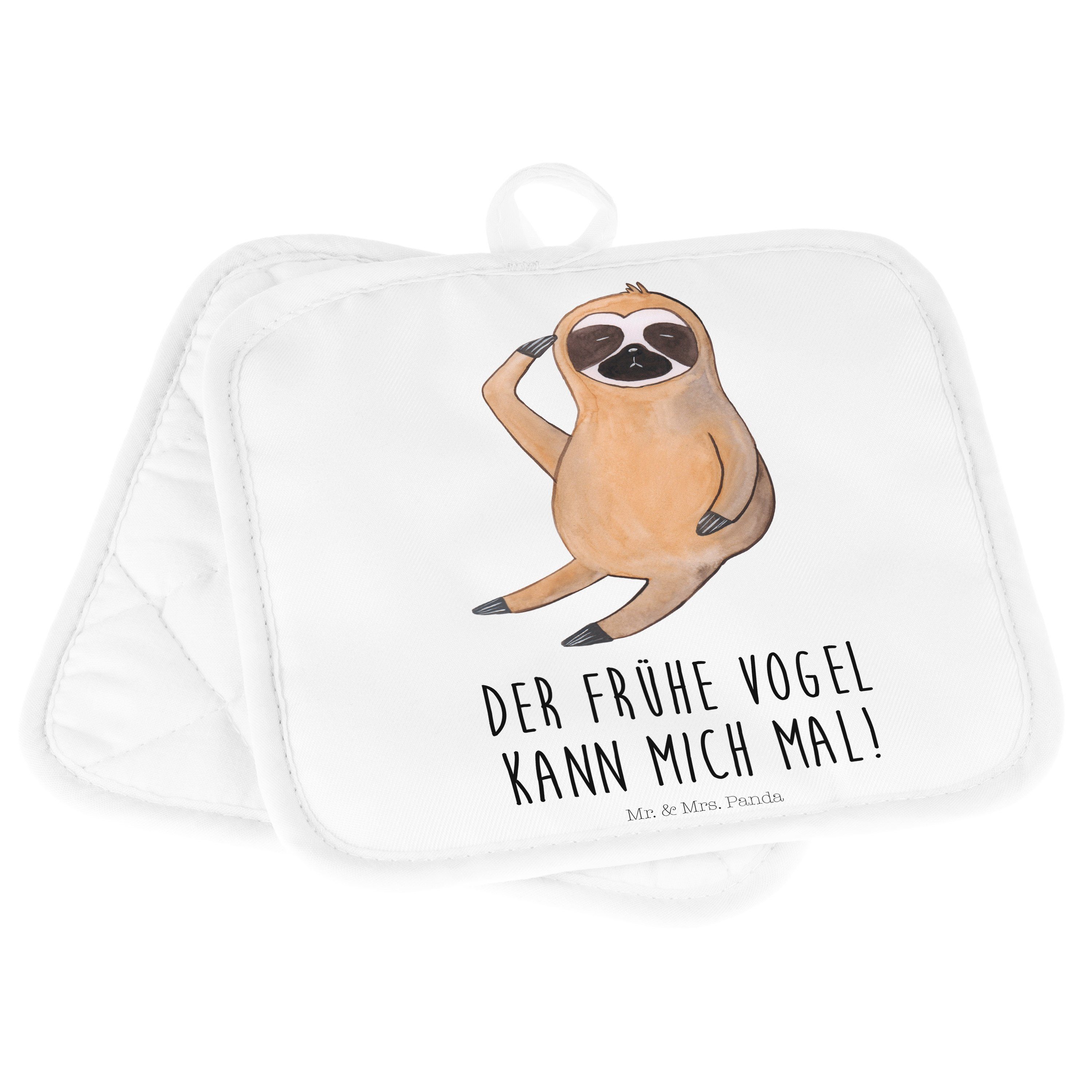 Geschenk, Mrs. Vogel Faultier Panda Topflappen lustig, - (1-tlg) zeigen Mr. & Topflappen - Weiß Topflappe,