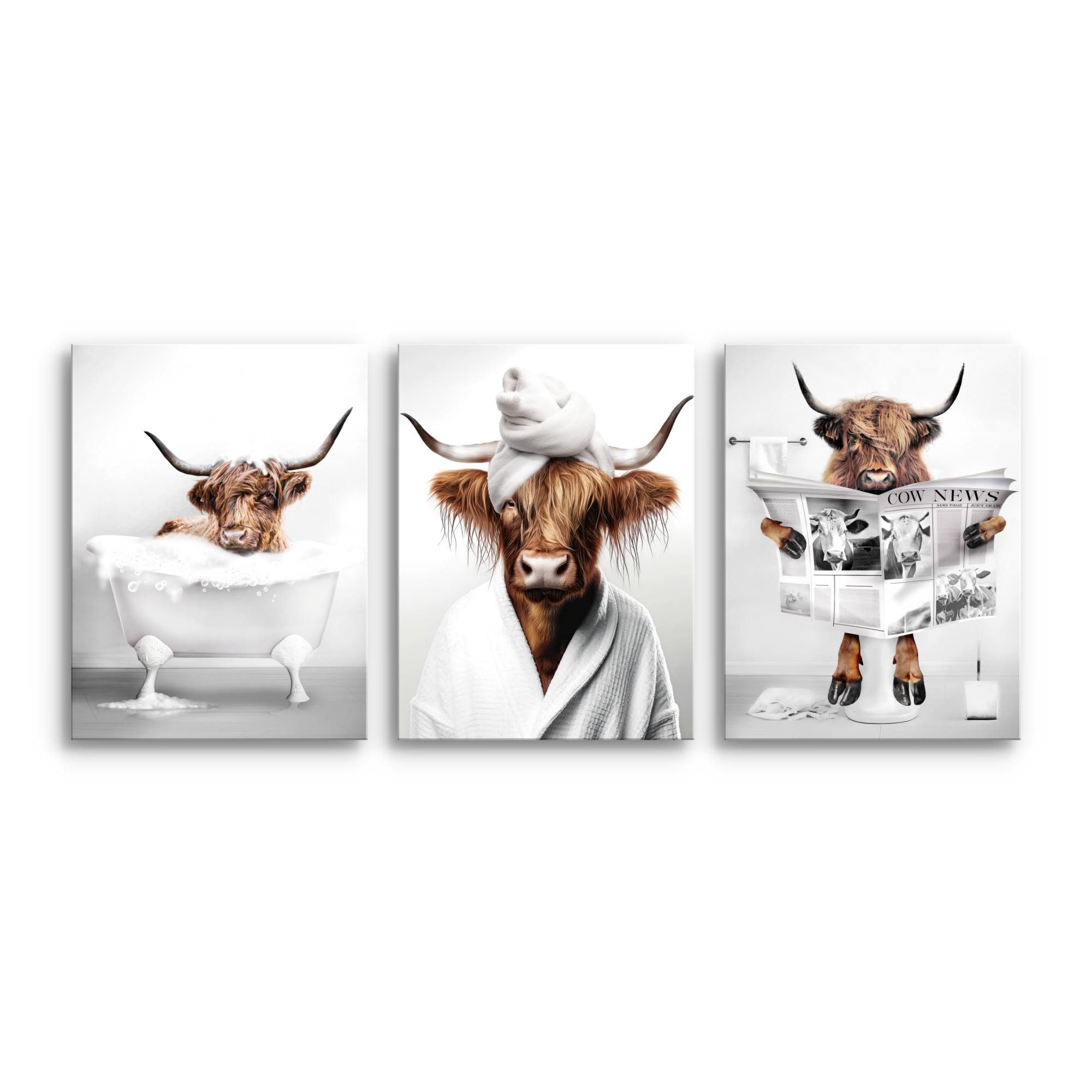 Novart Wandbild Wandbilder Set Frau im Badezimmer Lustige Toiletten Bilder, günstig online kaufen