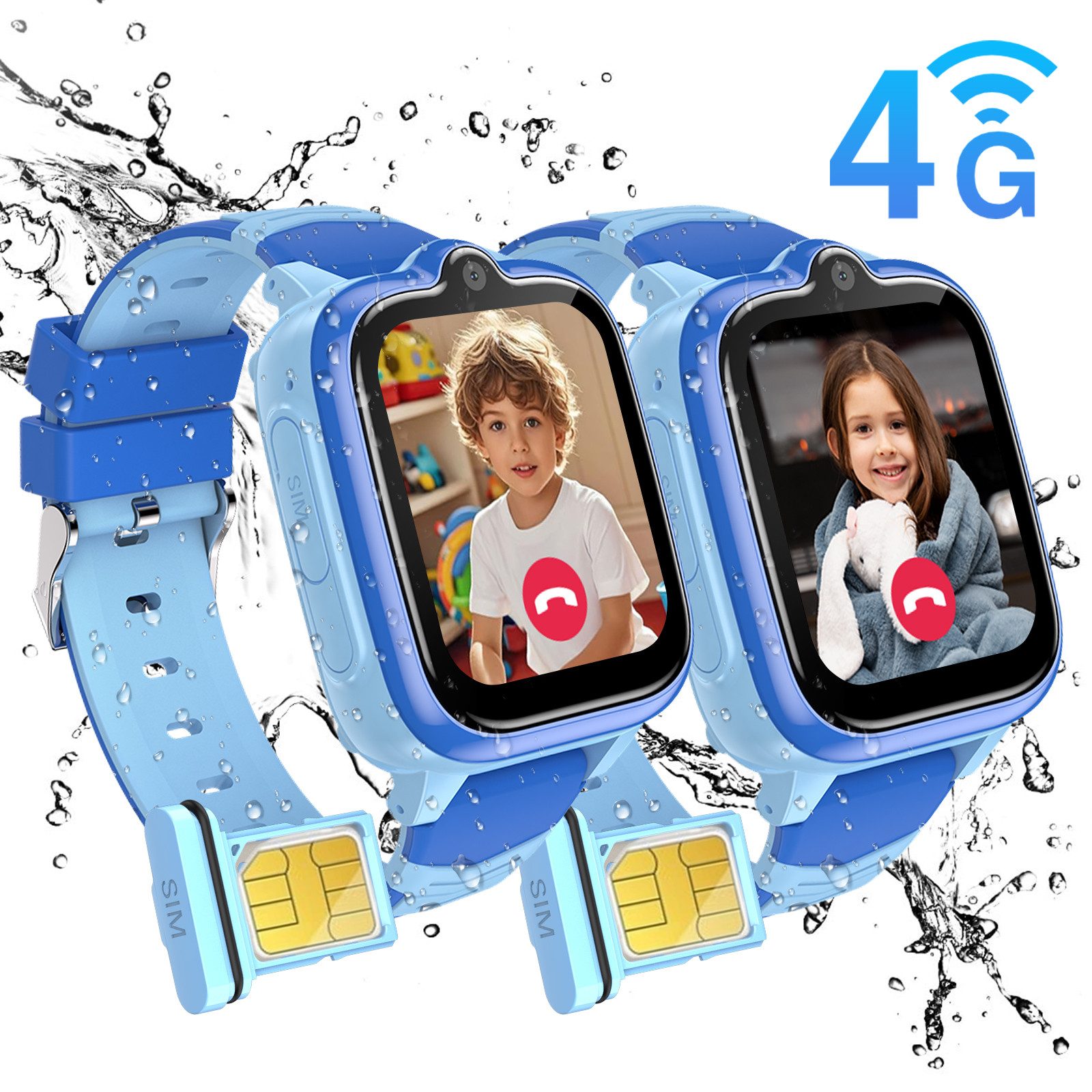 blackview GPS-Smartwatch Z10 für Kinder (4G, inkl. App) – im 2er-Pack Smartwatch, 1,83", 8GB, GPS+LES+WiFi, 4G-LTE, IP67, SOS, Bluetooth